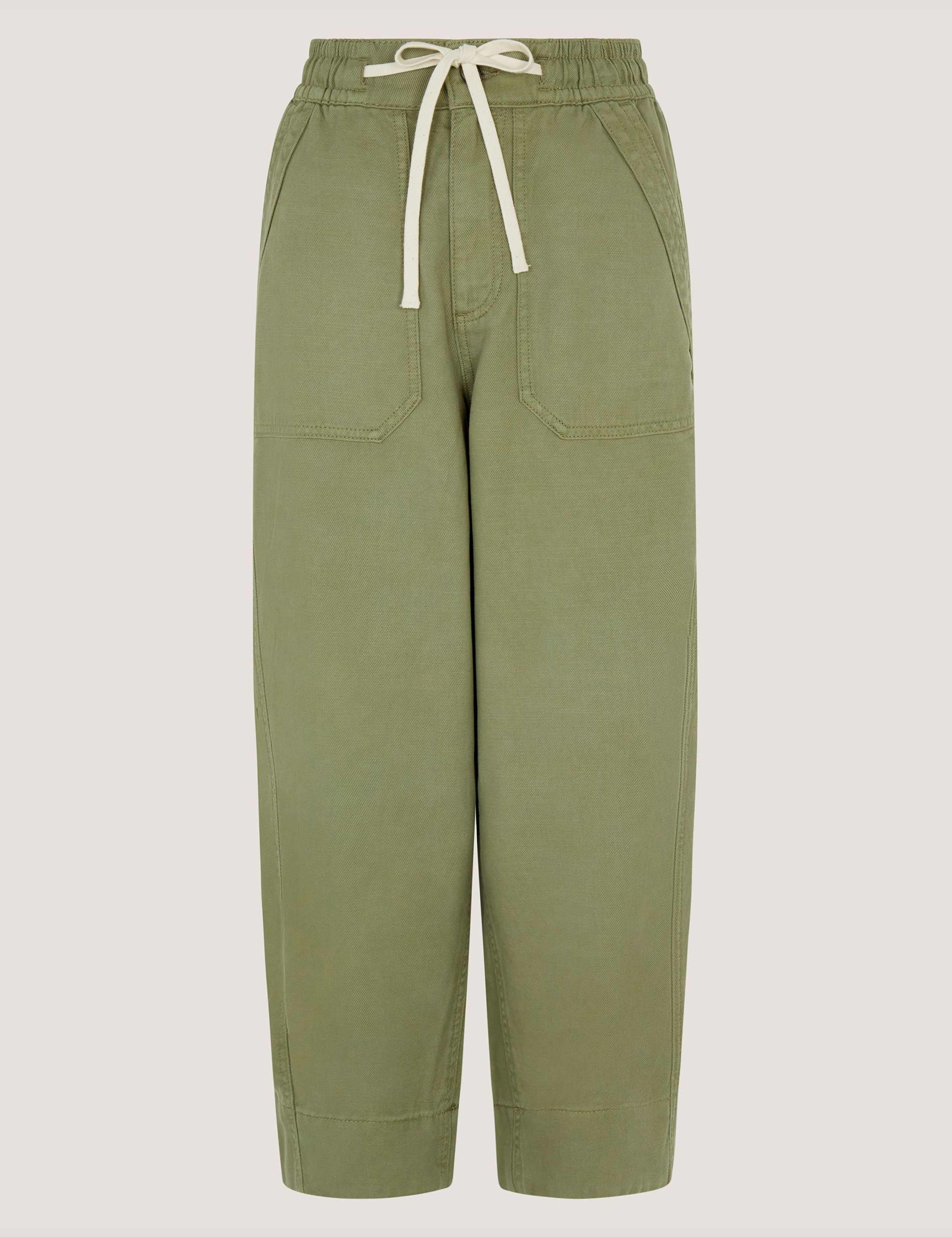 Cotton Rich Barrel Leg Cropped Trousers 2 of 5