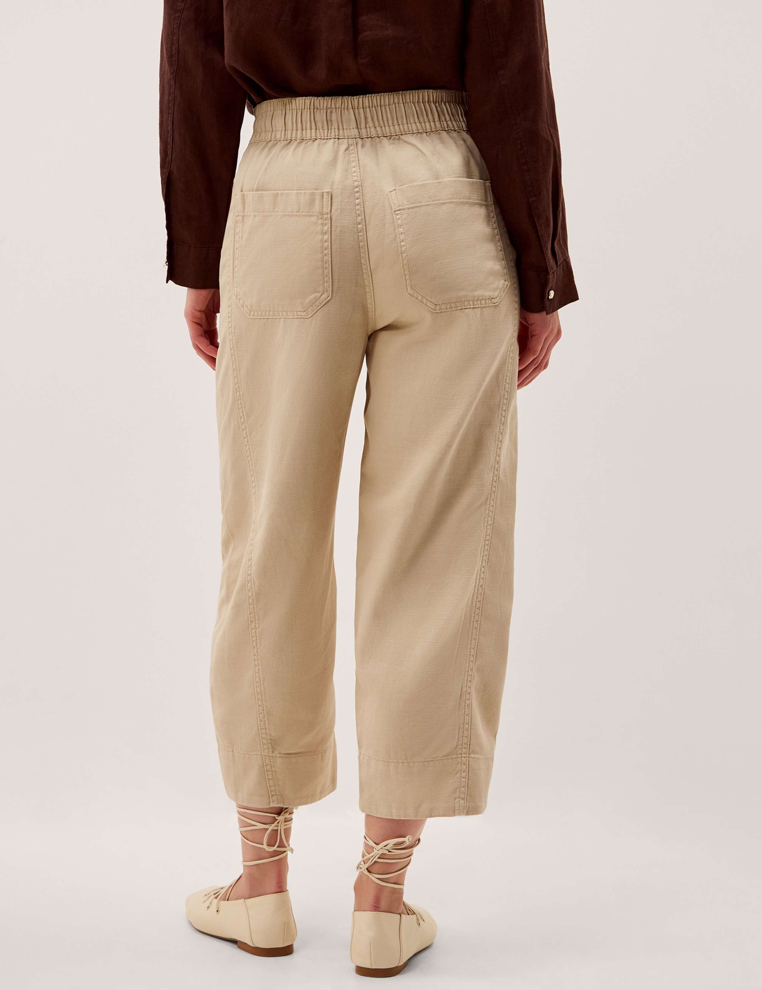 Cotton Rich Barrel Leg Cropped Trousers 3 of 6