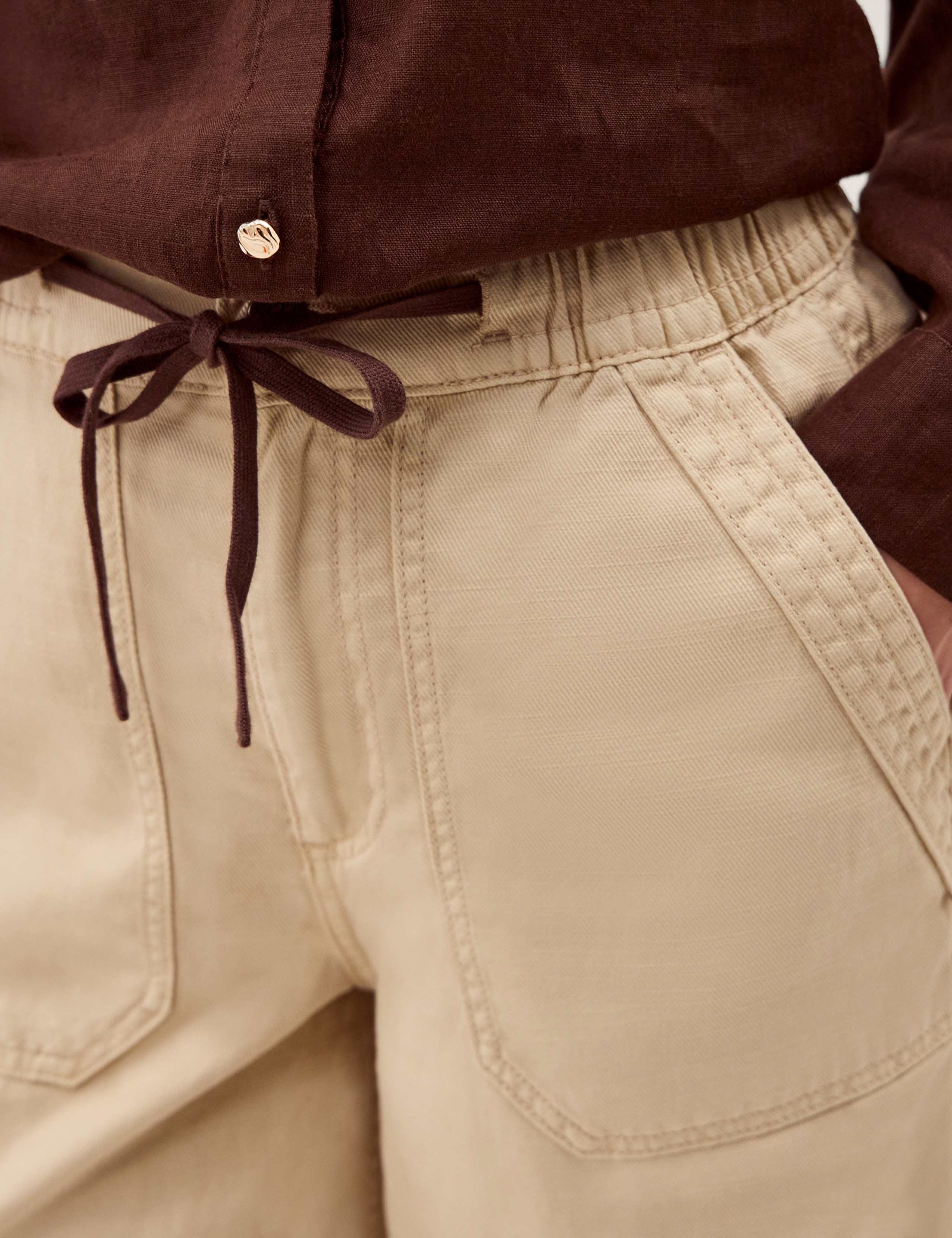 Cotton Rich Barrel Leg Cropped Trousers 5 of 6