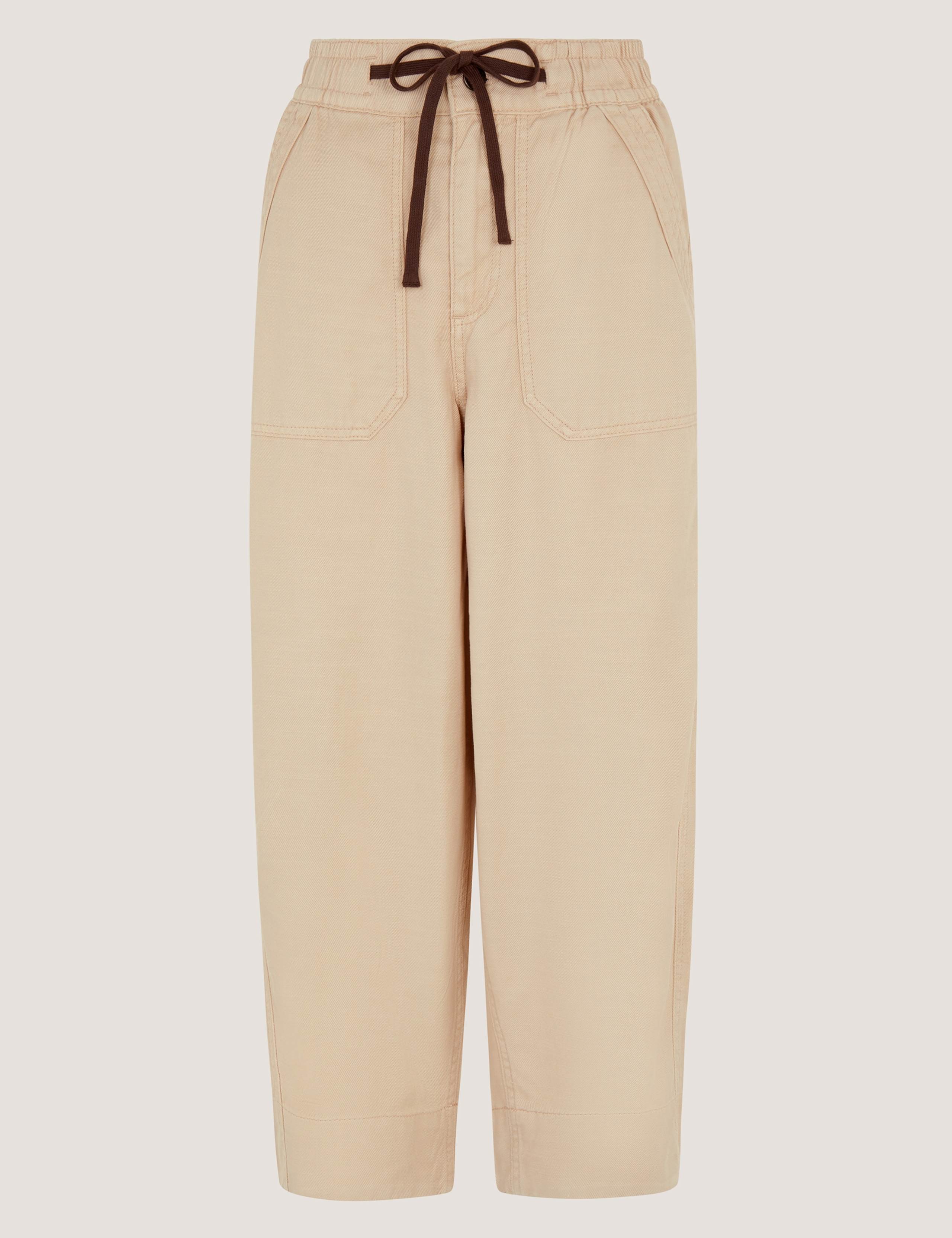 Cotton Rich Barrel Leg Cropped Trousers 2 of 6