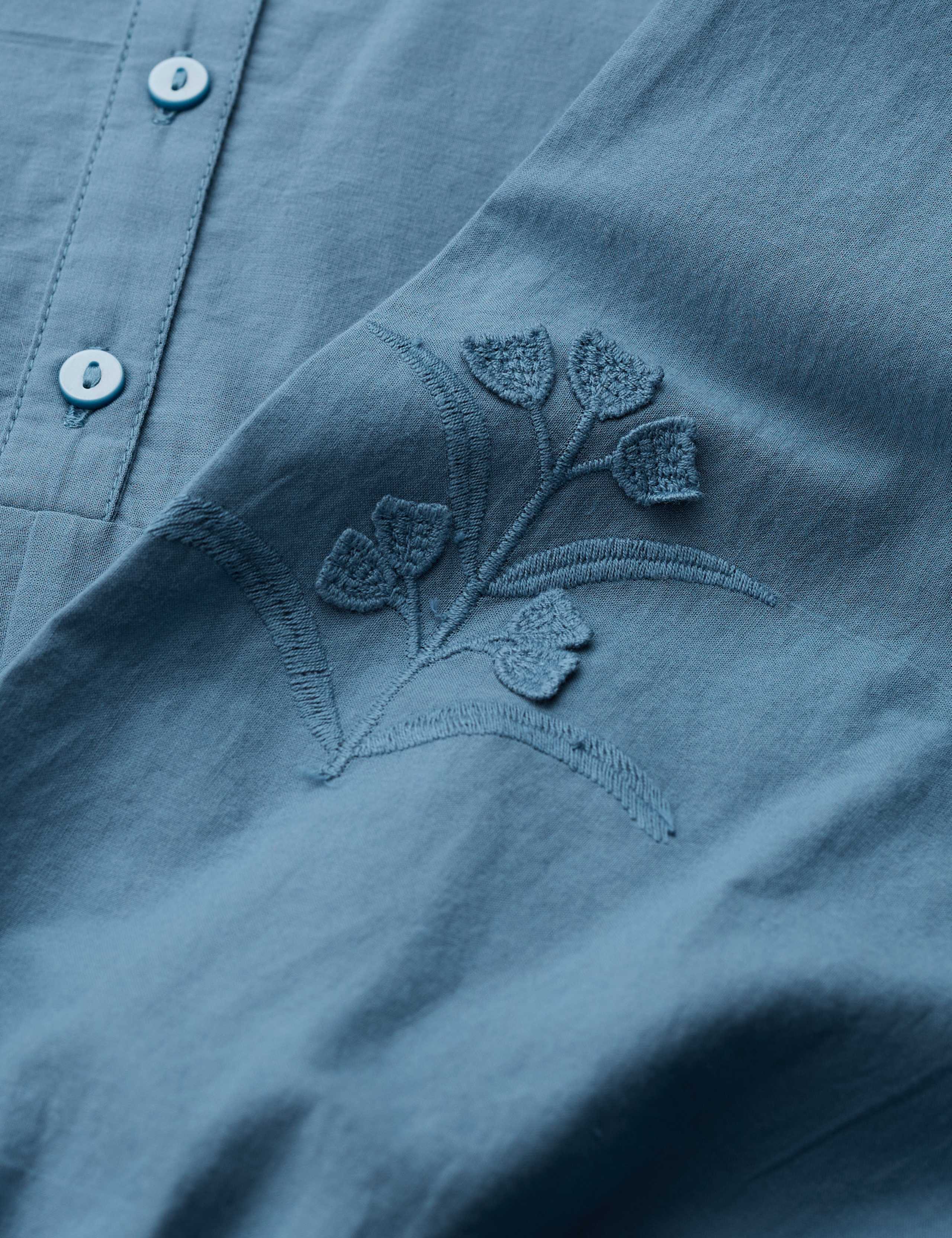 Pure Cotton Embroidered Relaxed Shirt 4 of 5
