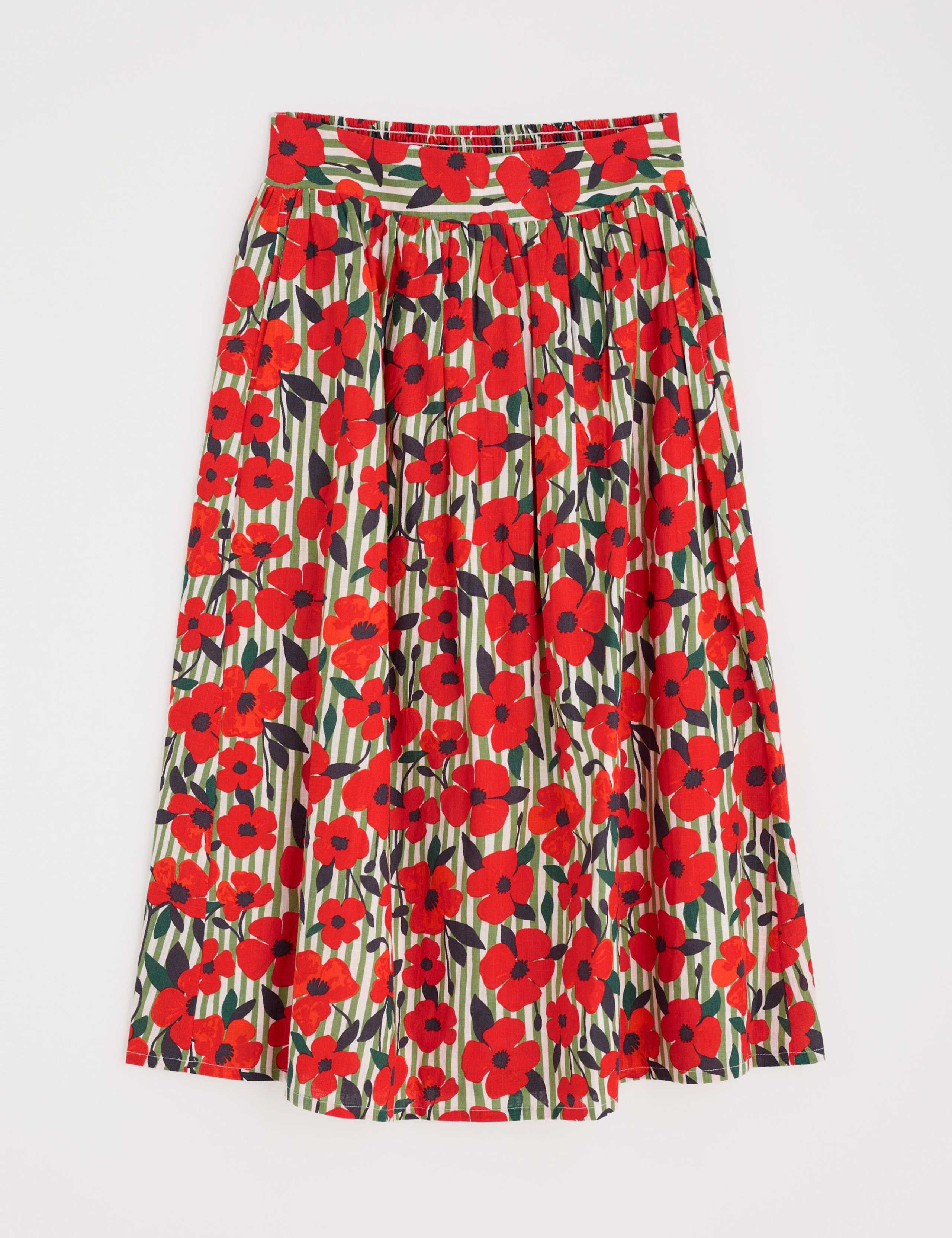 Pure Cotton Floral Midi A-Line Skirt 2 of 5