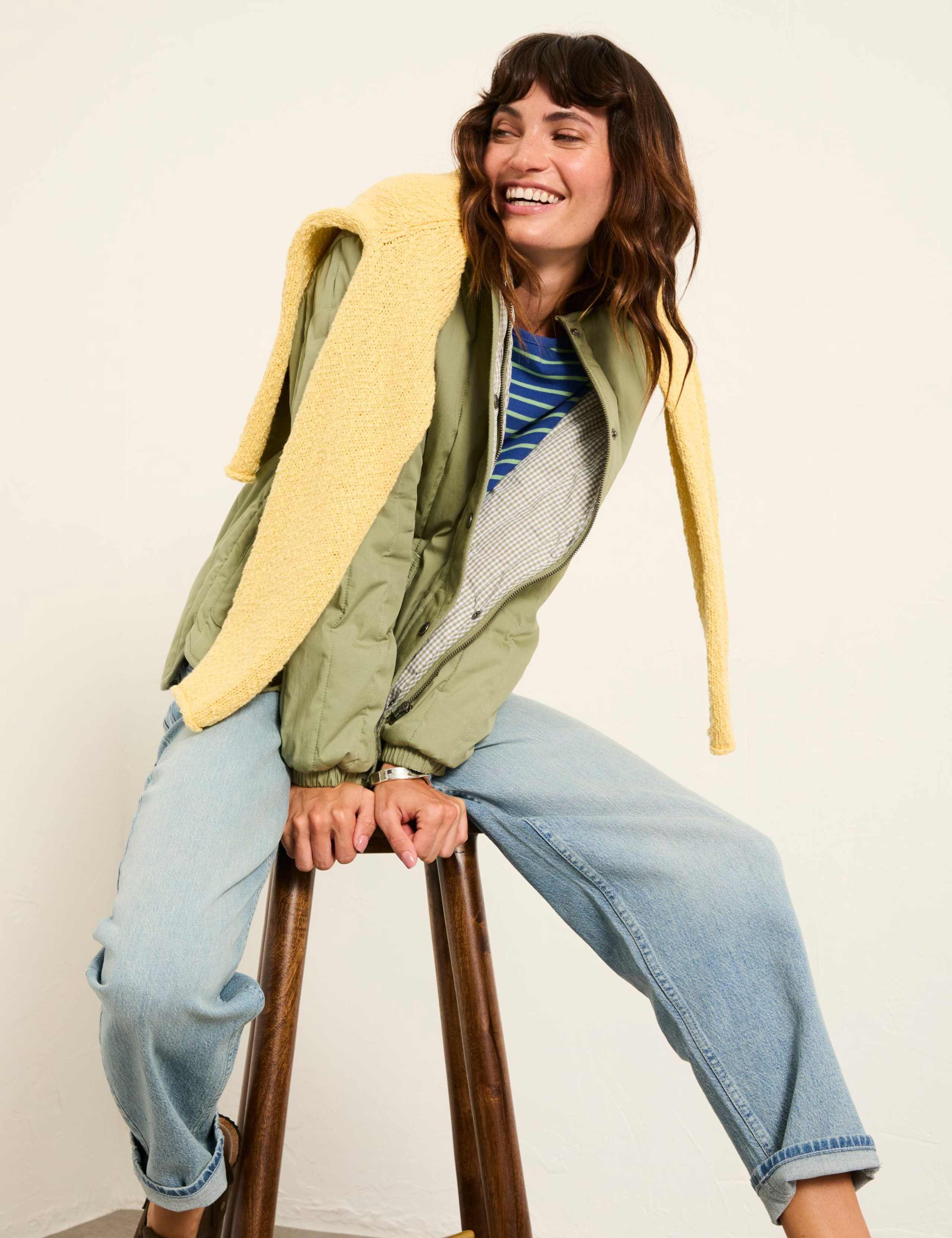 Cotton Rich Quilted Collarless Jacket 4 of 6