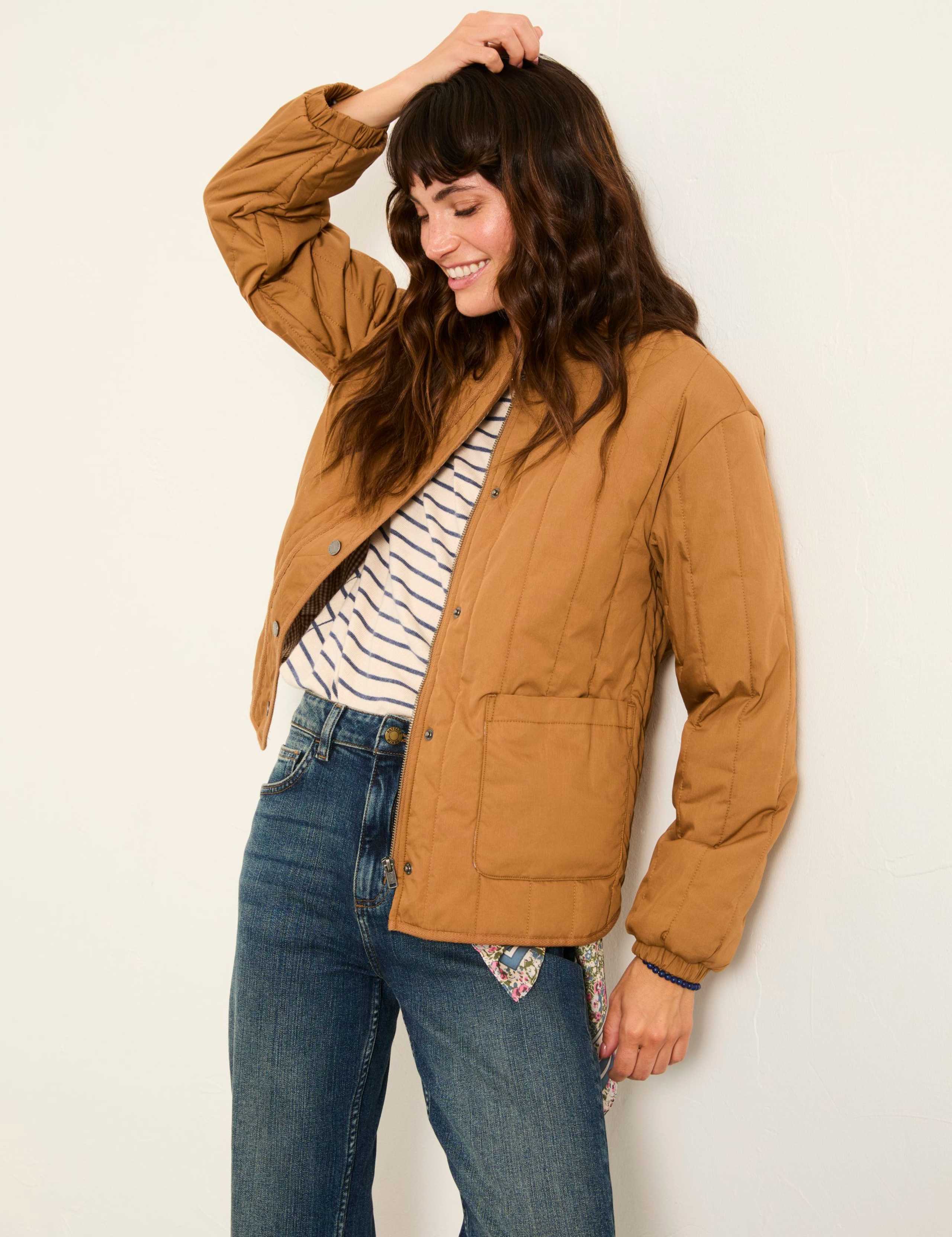 Cotton Rich Quilted Collarless Jacket 5 of 6