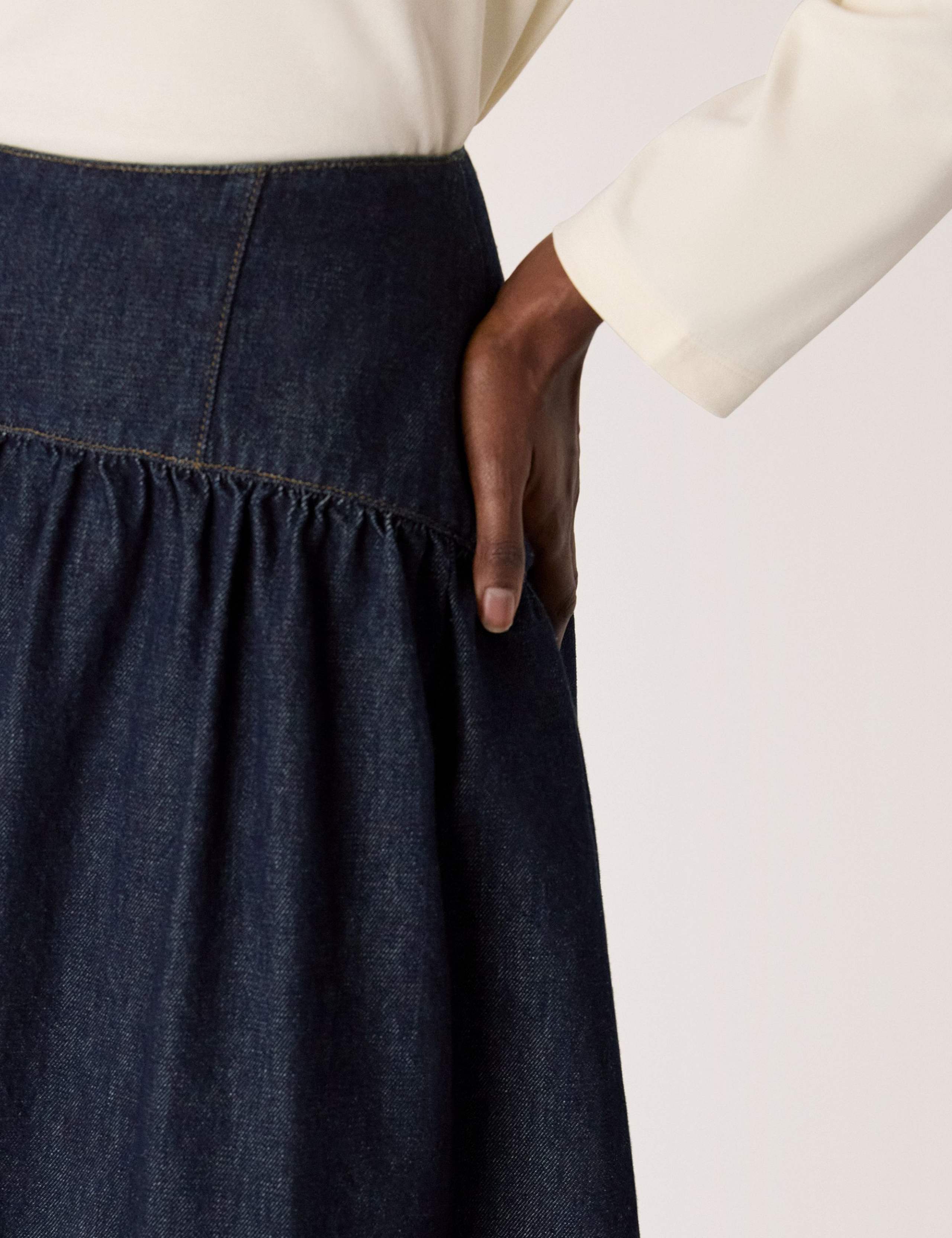 Denim Midi Tiered Skirt 4 of 4