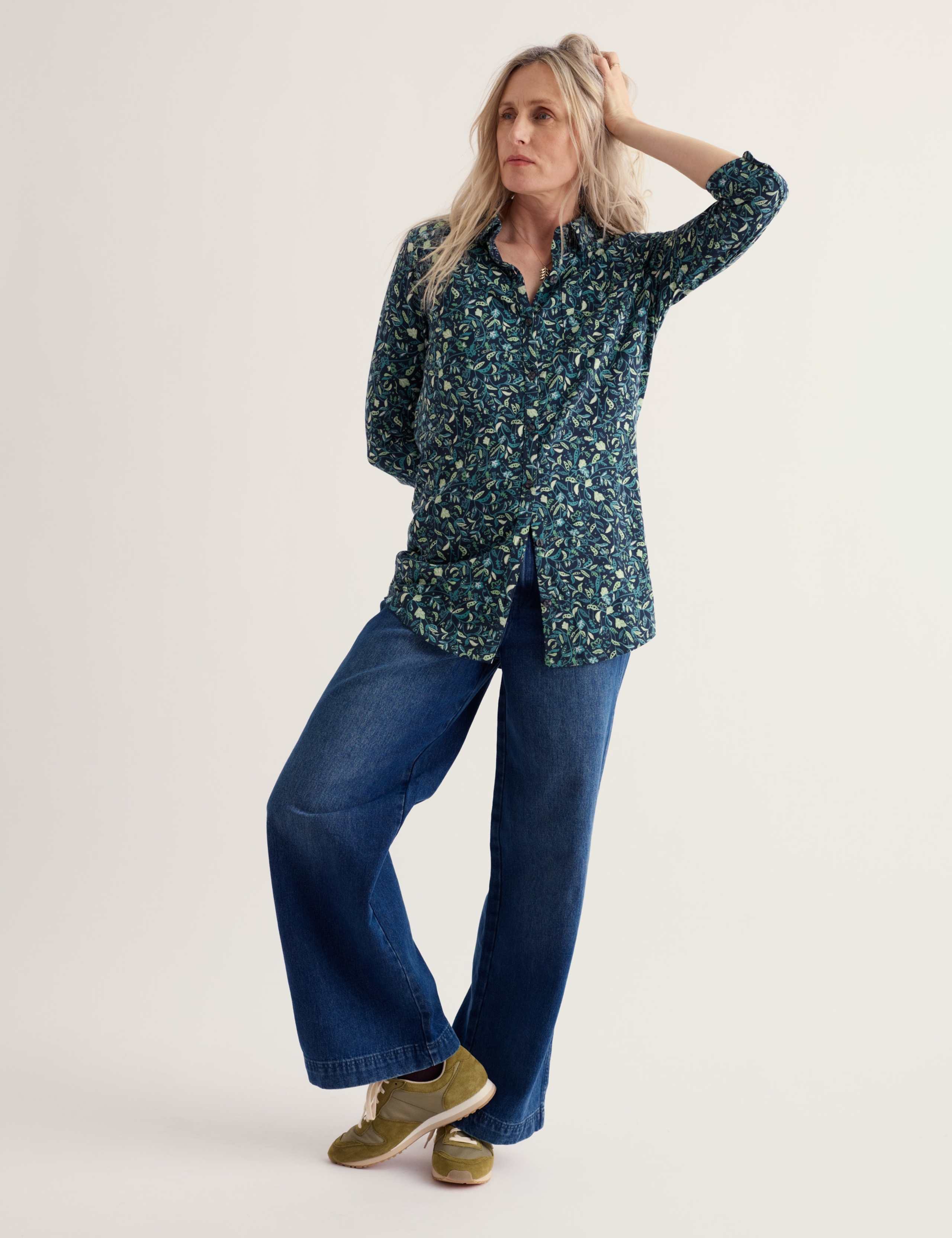 Cotton Modal Blend Floral Button Through Tunic 1 of 5