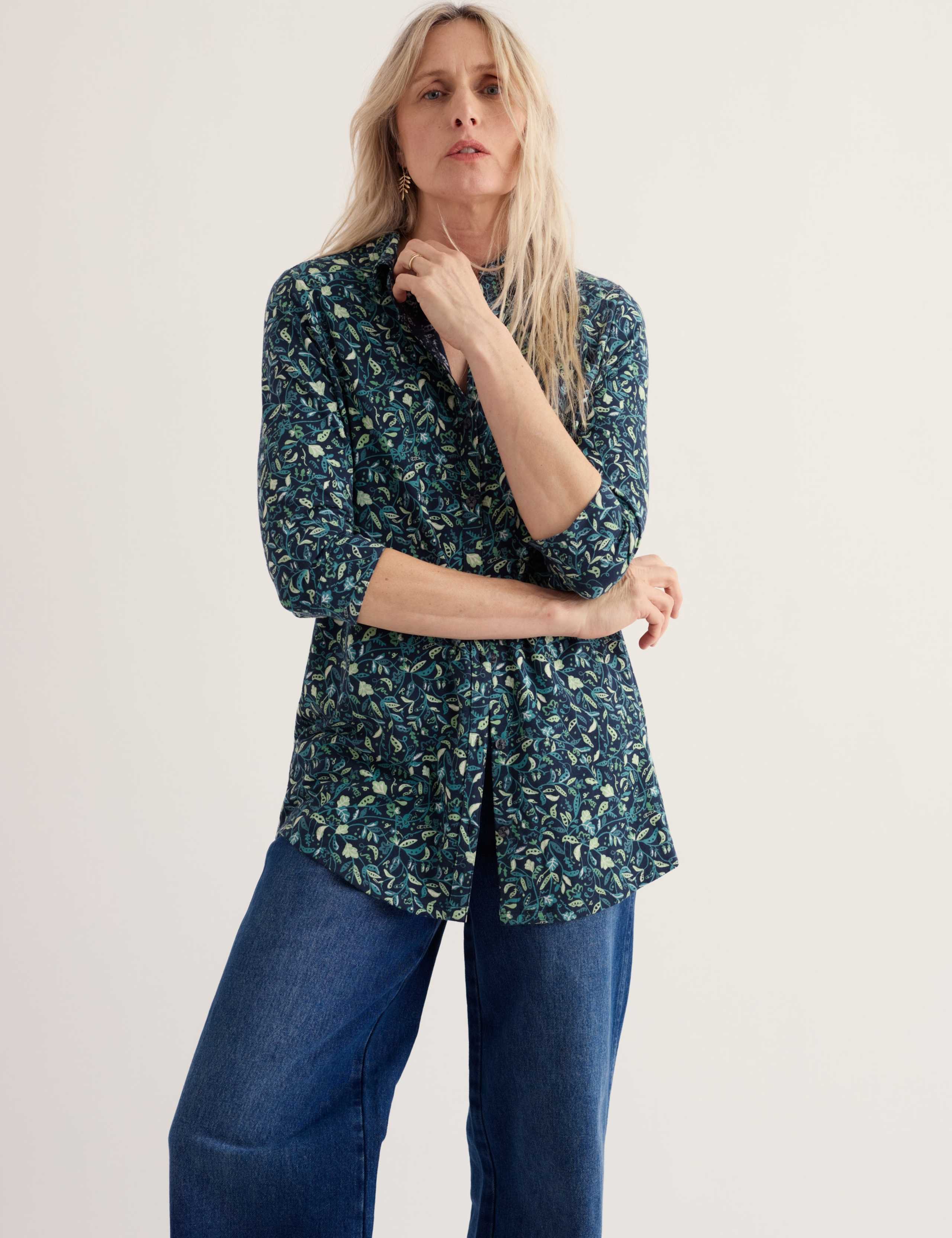 Cotton Modal Blend Floral Button Through Tunic 3 of 5