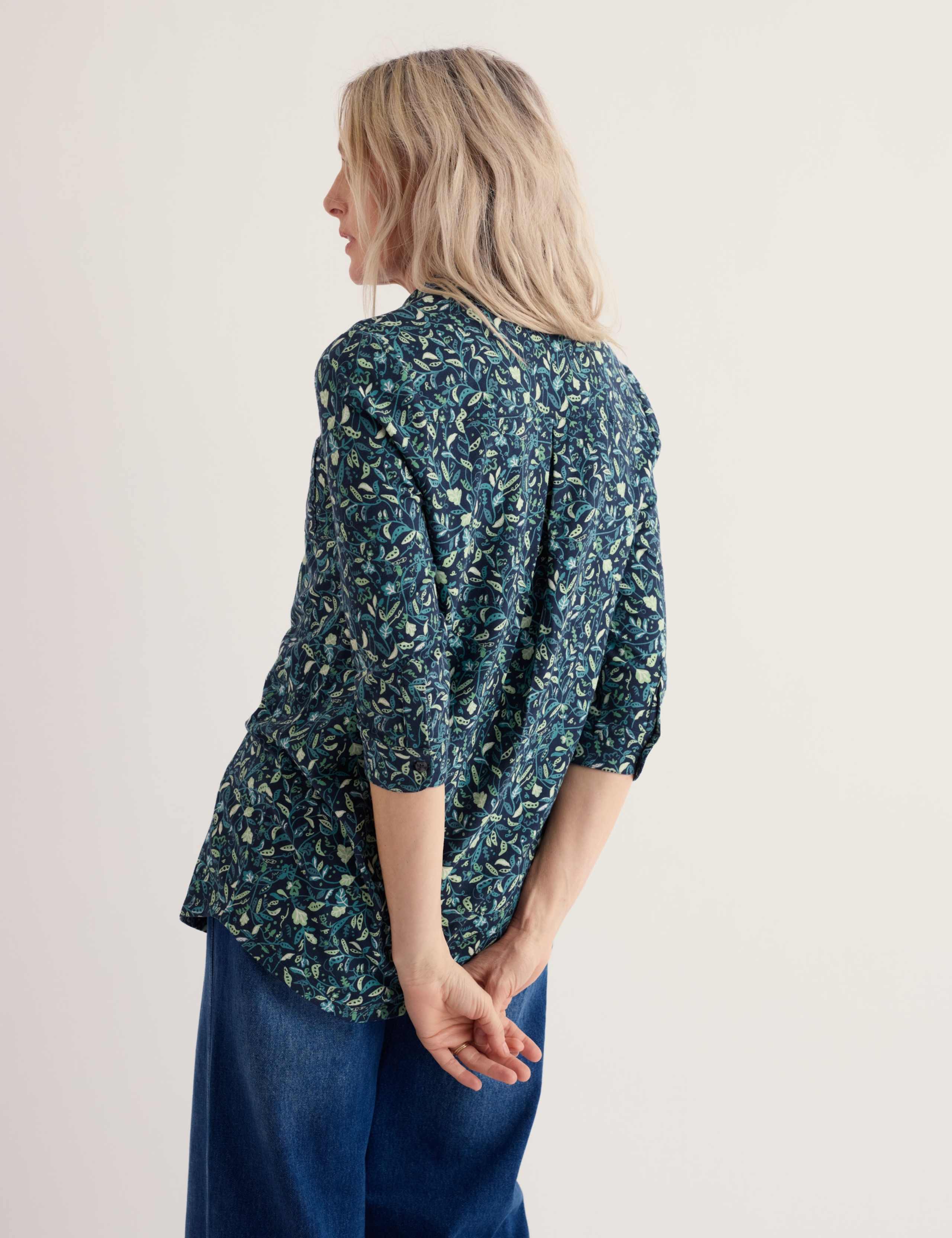 Cotton Modal Blend Floral Button Through Tunic 4 of 5