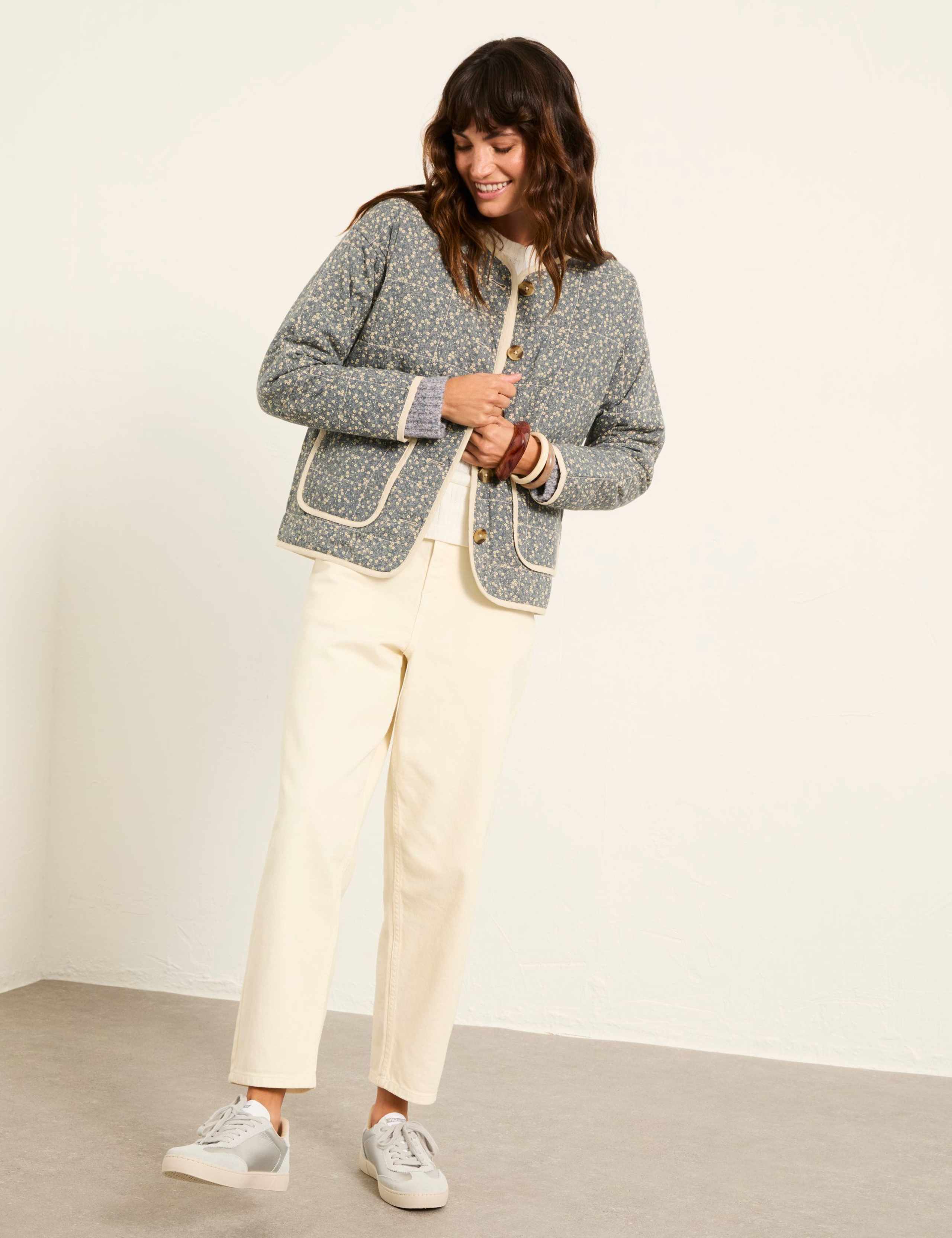 Floral Quilted Collarless Jacket 1 of 5