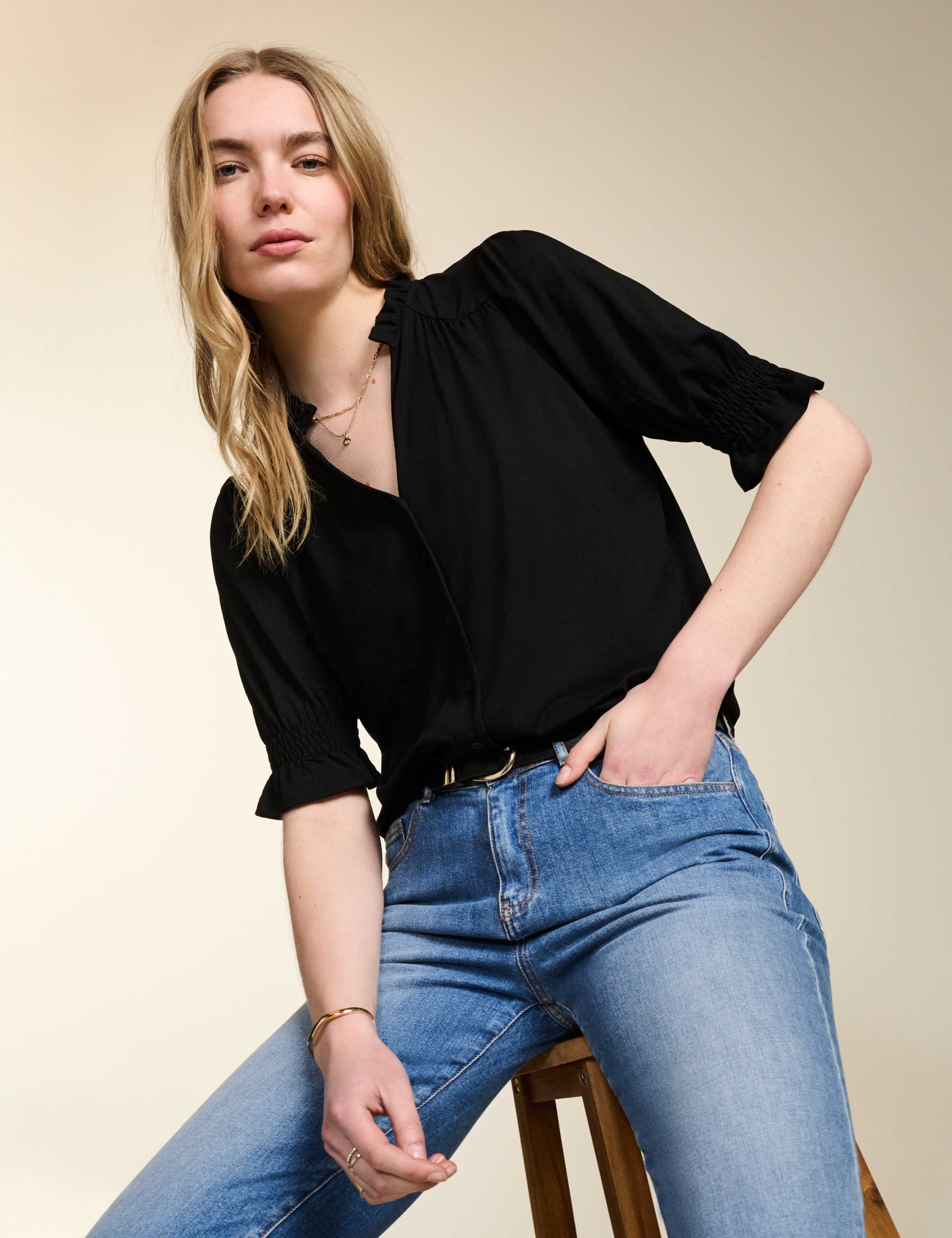 Notch Neck Frill Detail Blouse 4 of 5