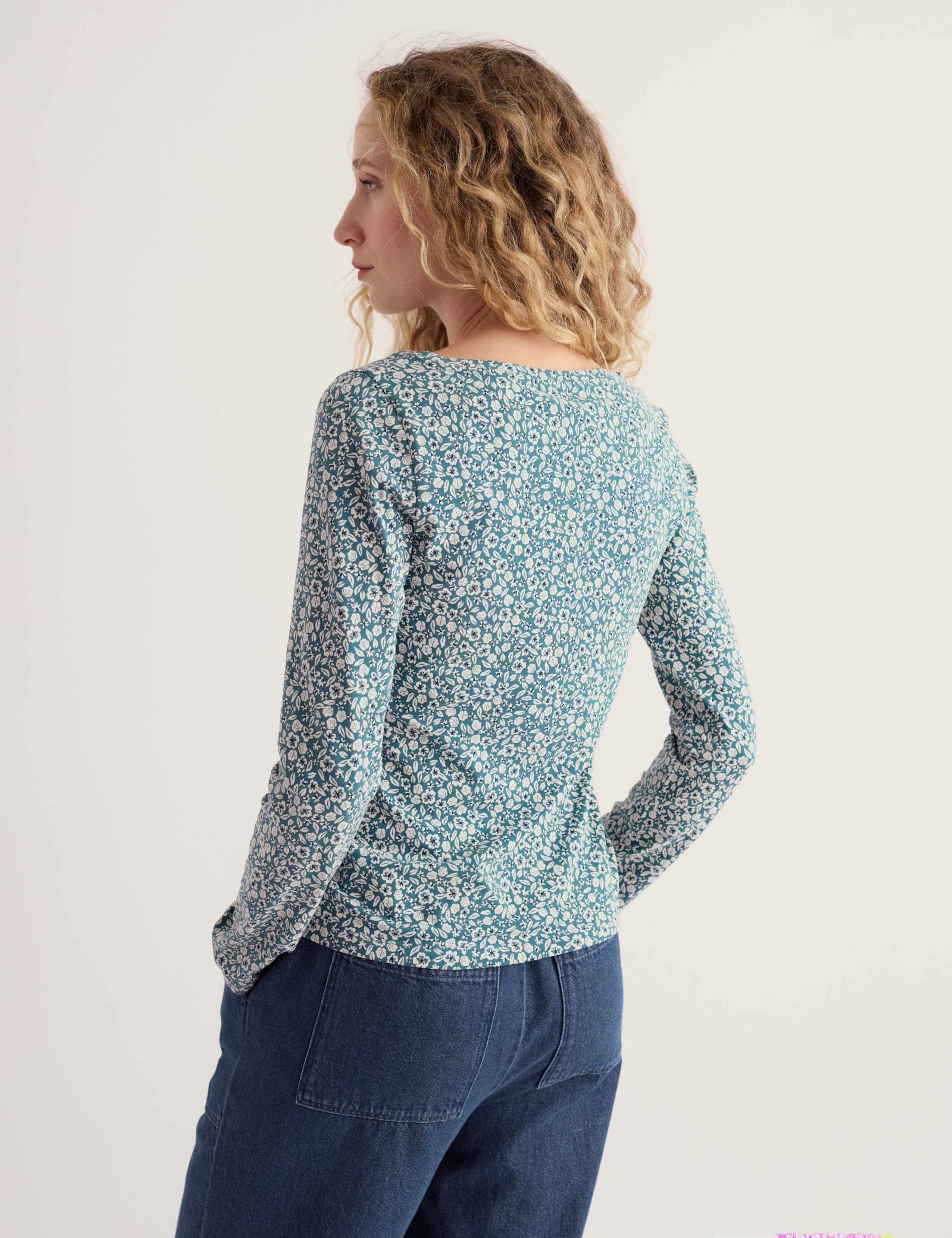 Cotton Rich Floral Round Neck Top 4 of 5