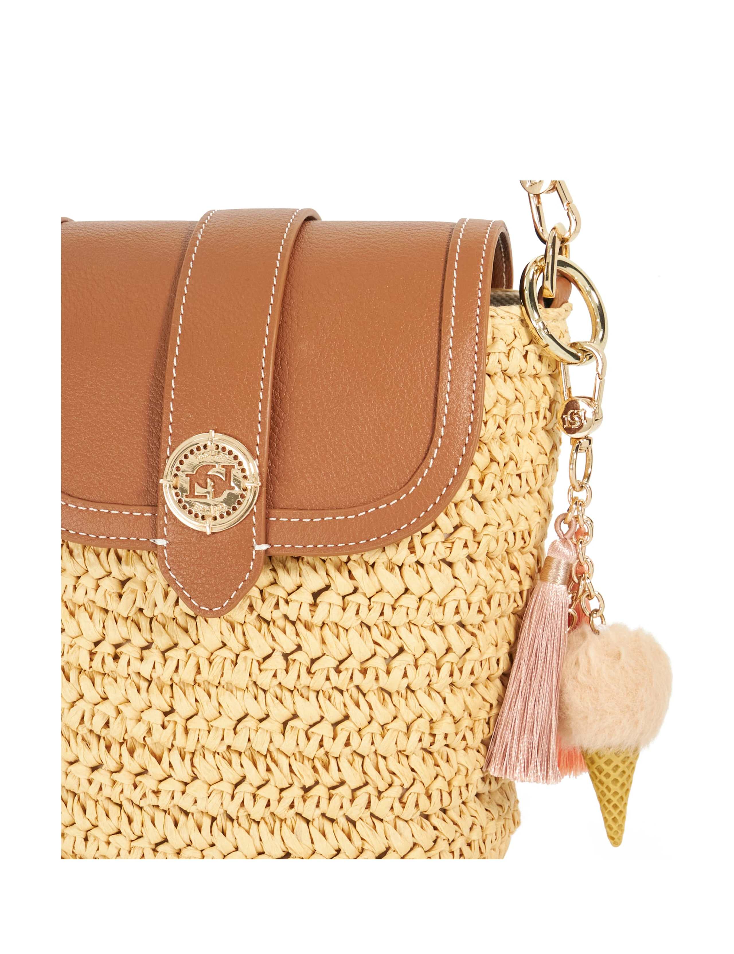 Raffia & Leather Top Handle Cross Body Bag 6 of 6