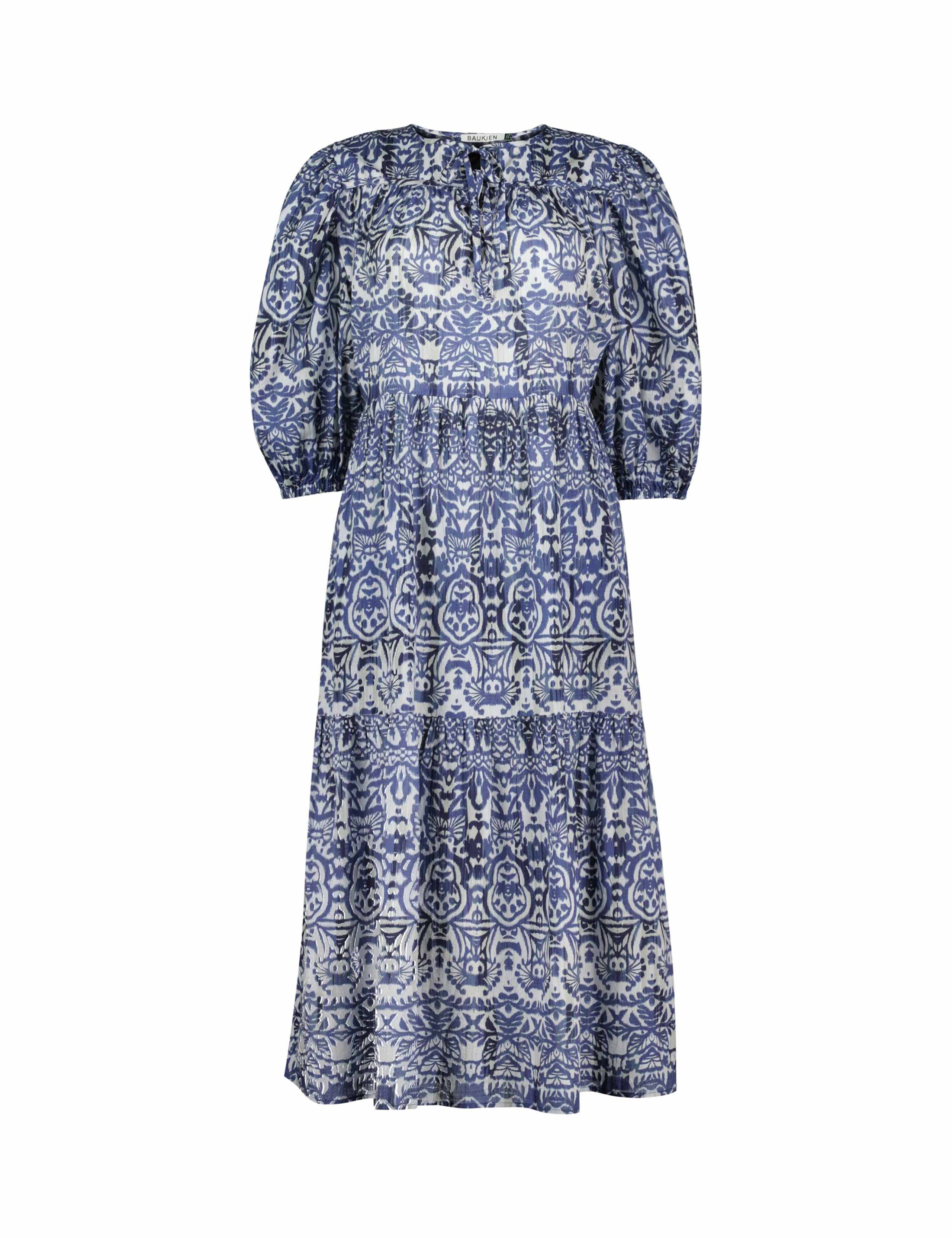 Pure Cotton Geometric Midi Tiered Dress 2 of 7