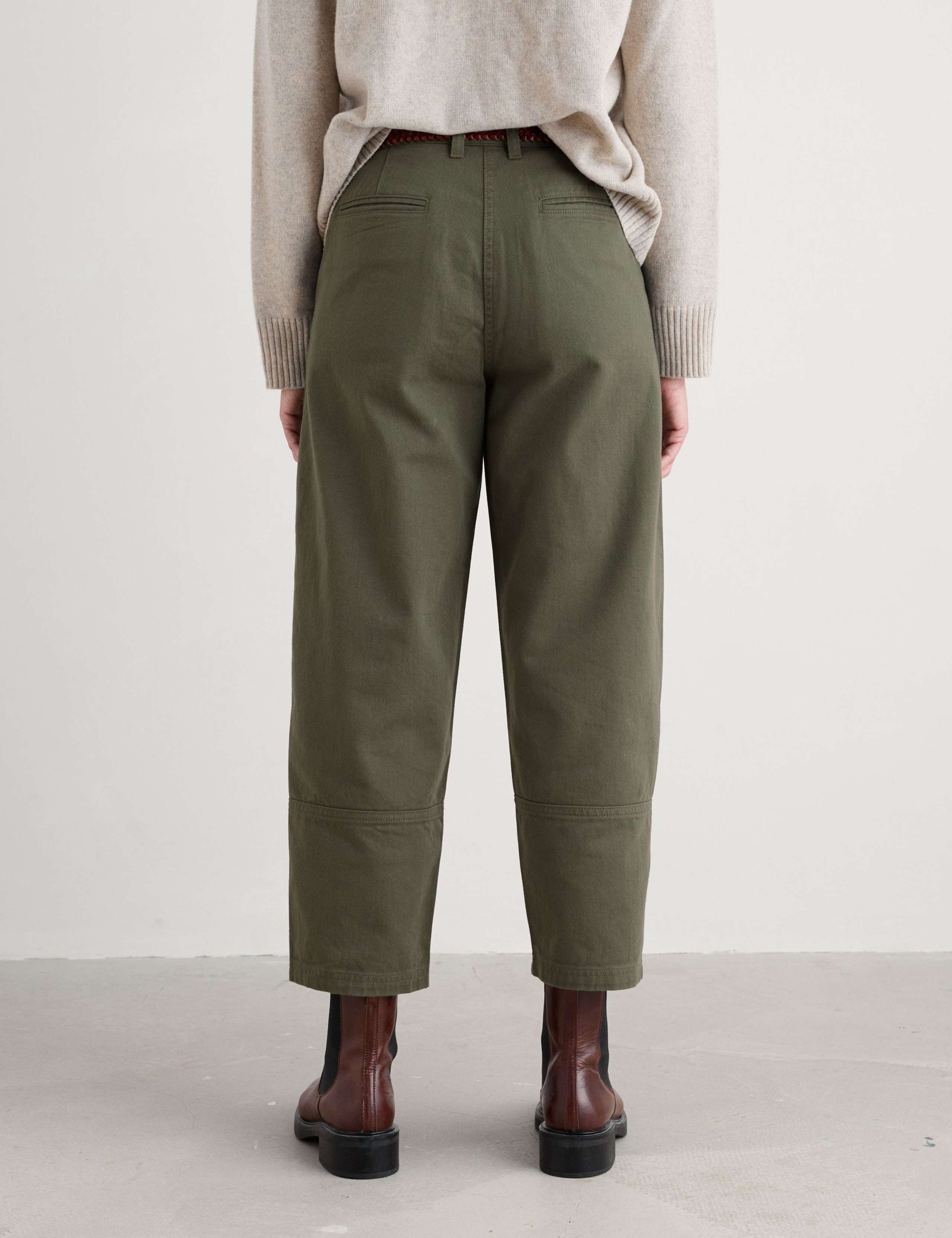 Pure Cotton Barrel Leg Cropped Trousers 3 of 5