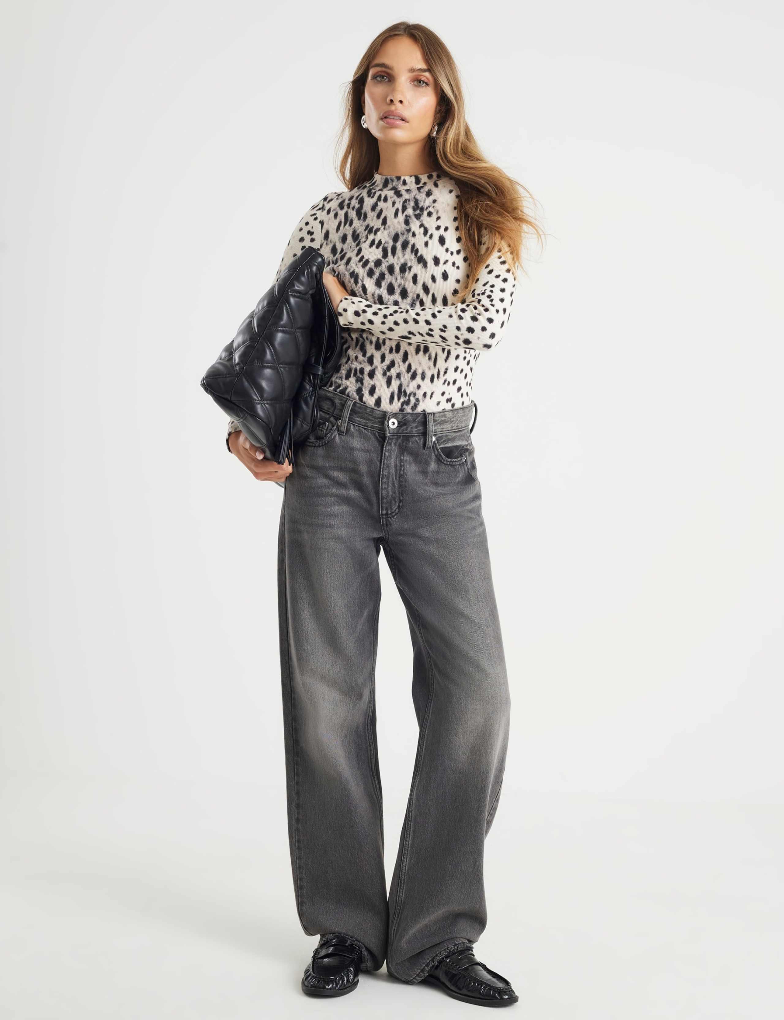 Cotton Rich Ribbed Leopard Print Top 2 of 4