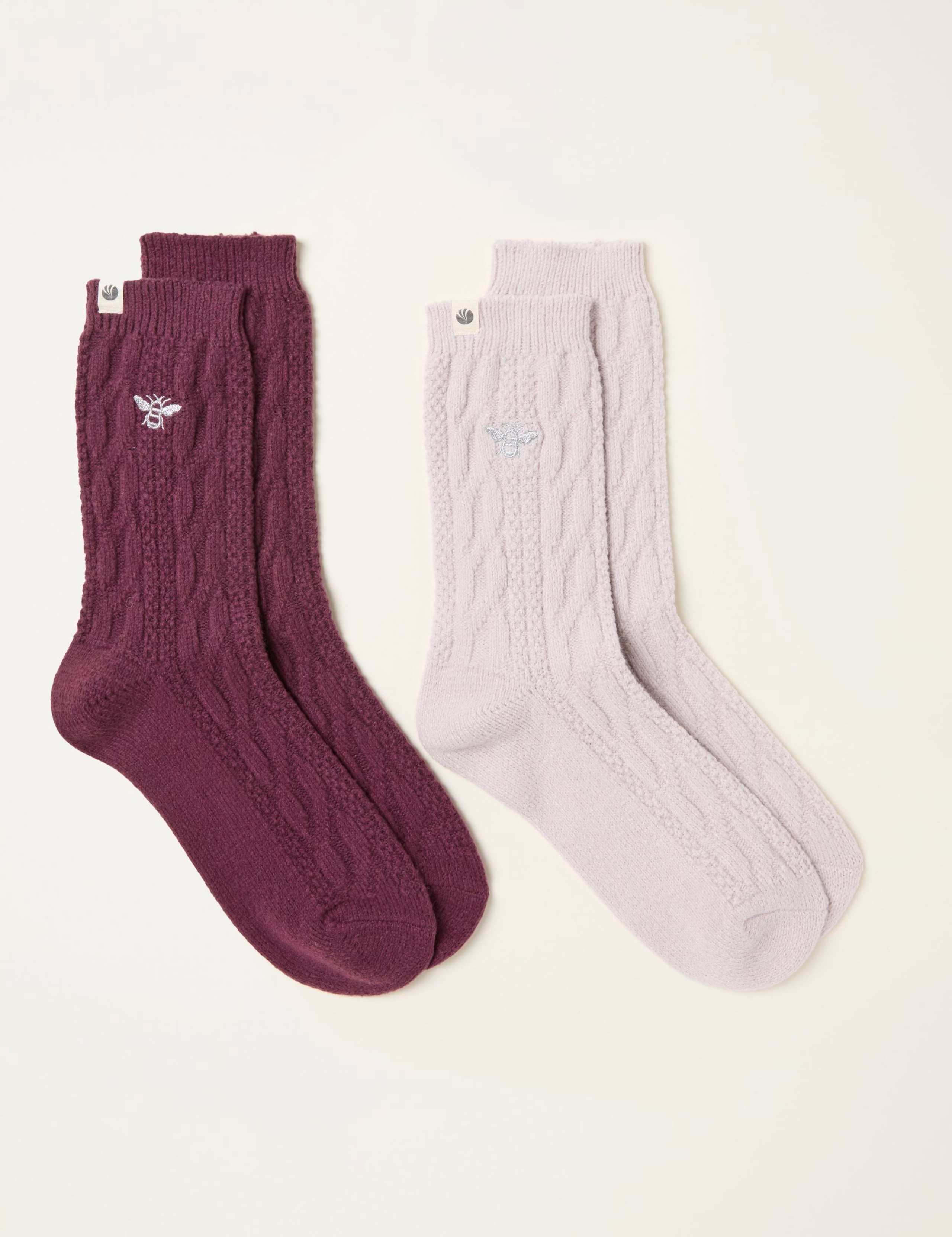 2pk Cotton Rich Cable Bee Ankle Socks 2 of 2