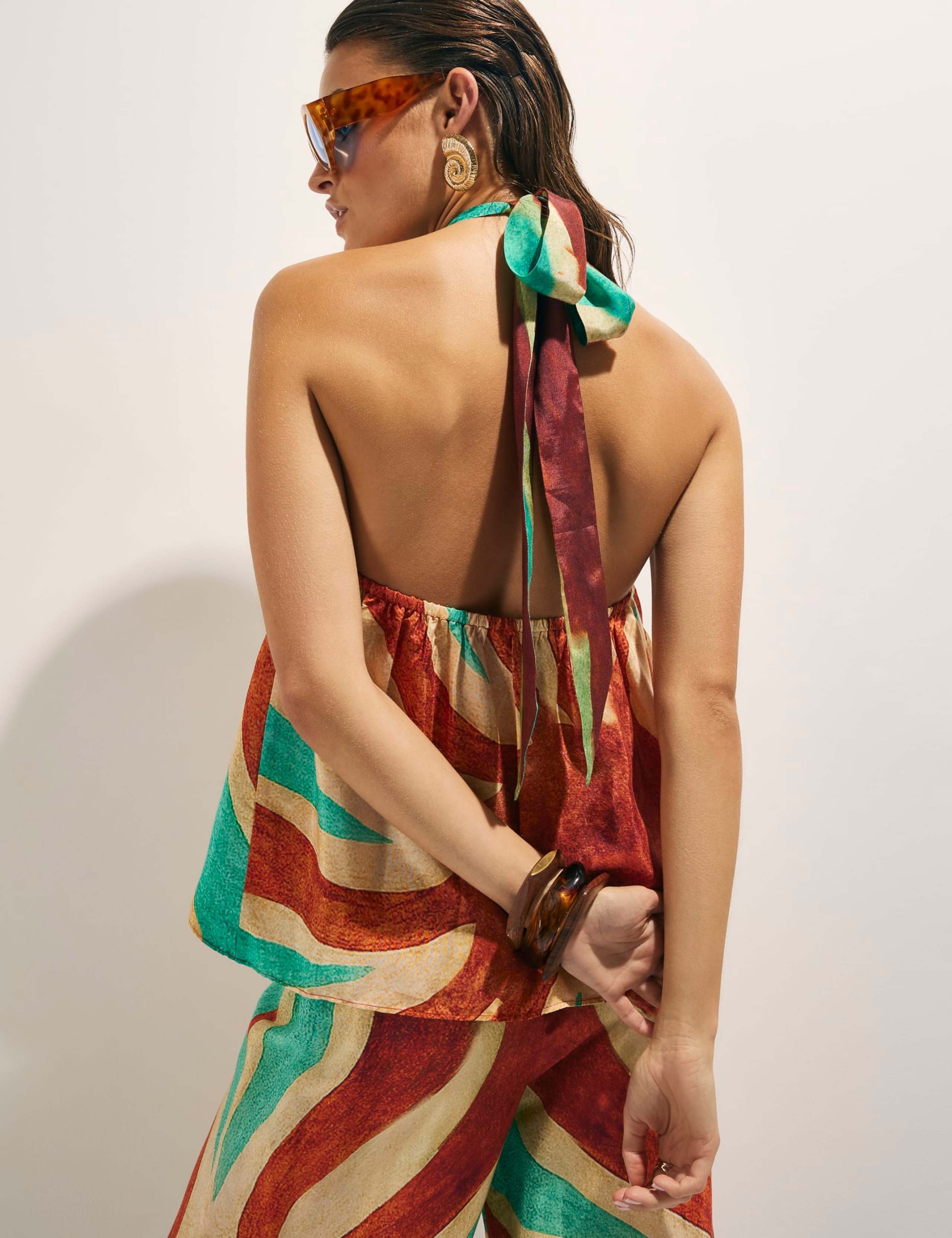 Swirl Print Halter Neck Wrap Top 2 of 4