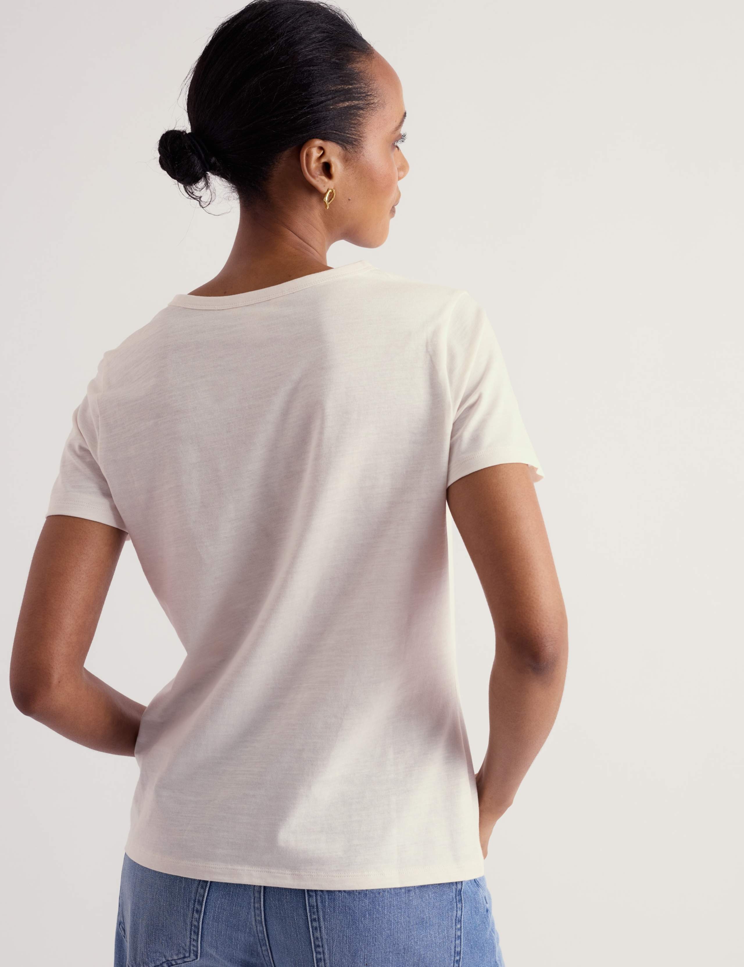 Pure Cotton Floral Scoop Neck T-Shirt 3 of 5