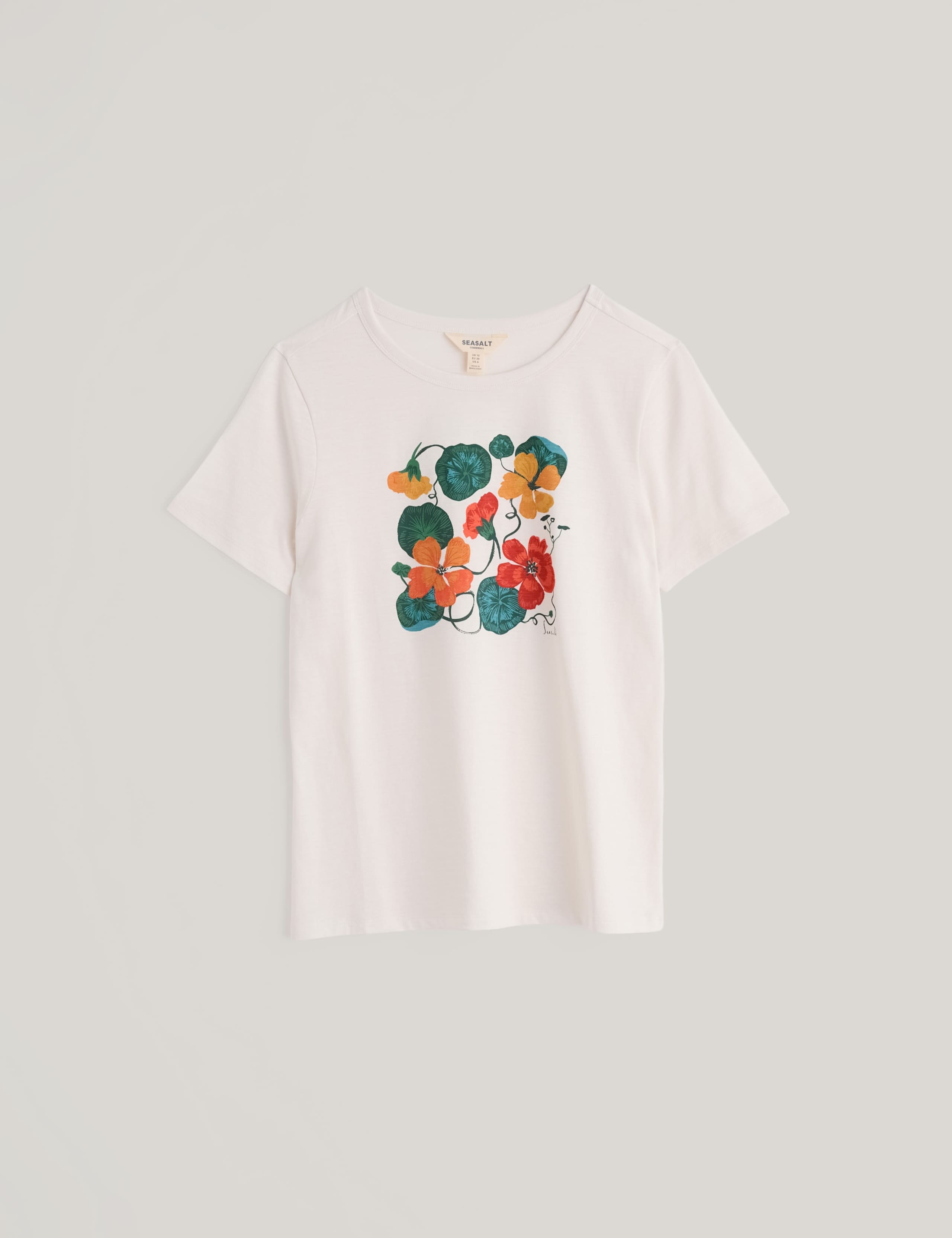 Pure Cotton Floral Scoop Neck T-Shirt 2 of 5