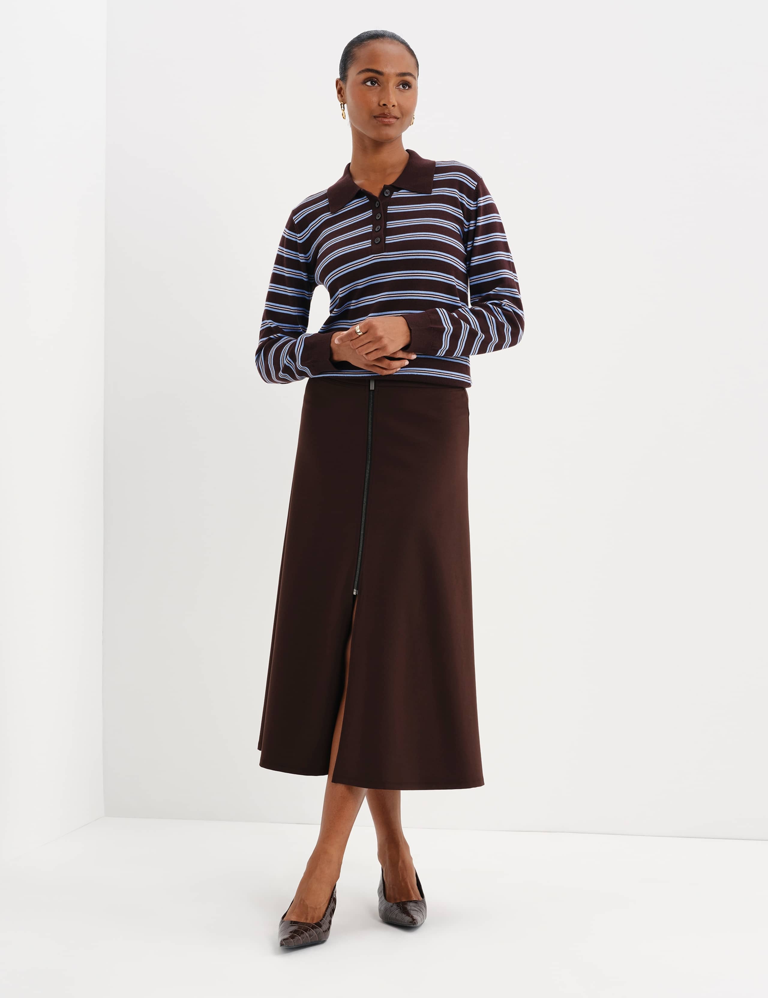 Organic Cotton Striped Collared Jumper 2 of 10
