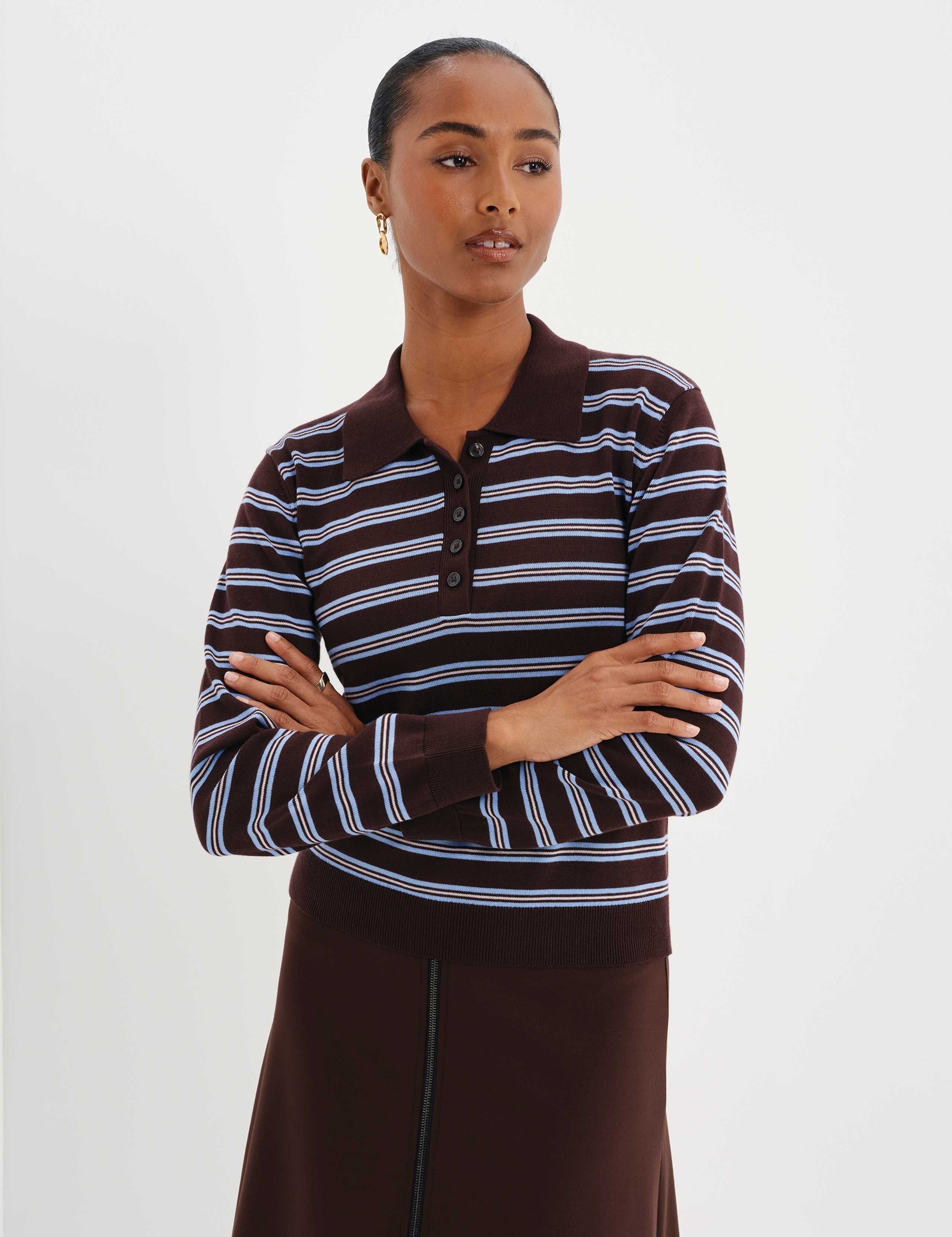 Organic Cotton Striped Collared Jumper 3 of 10