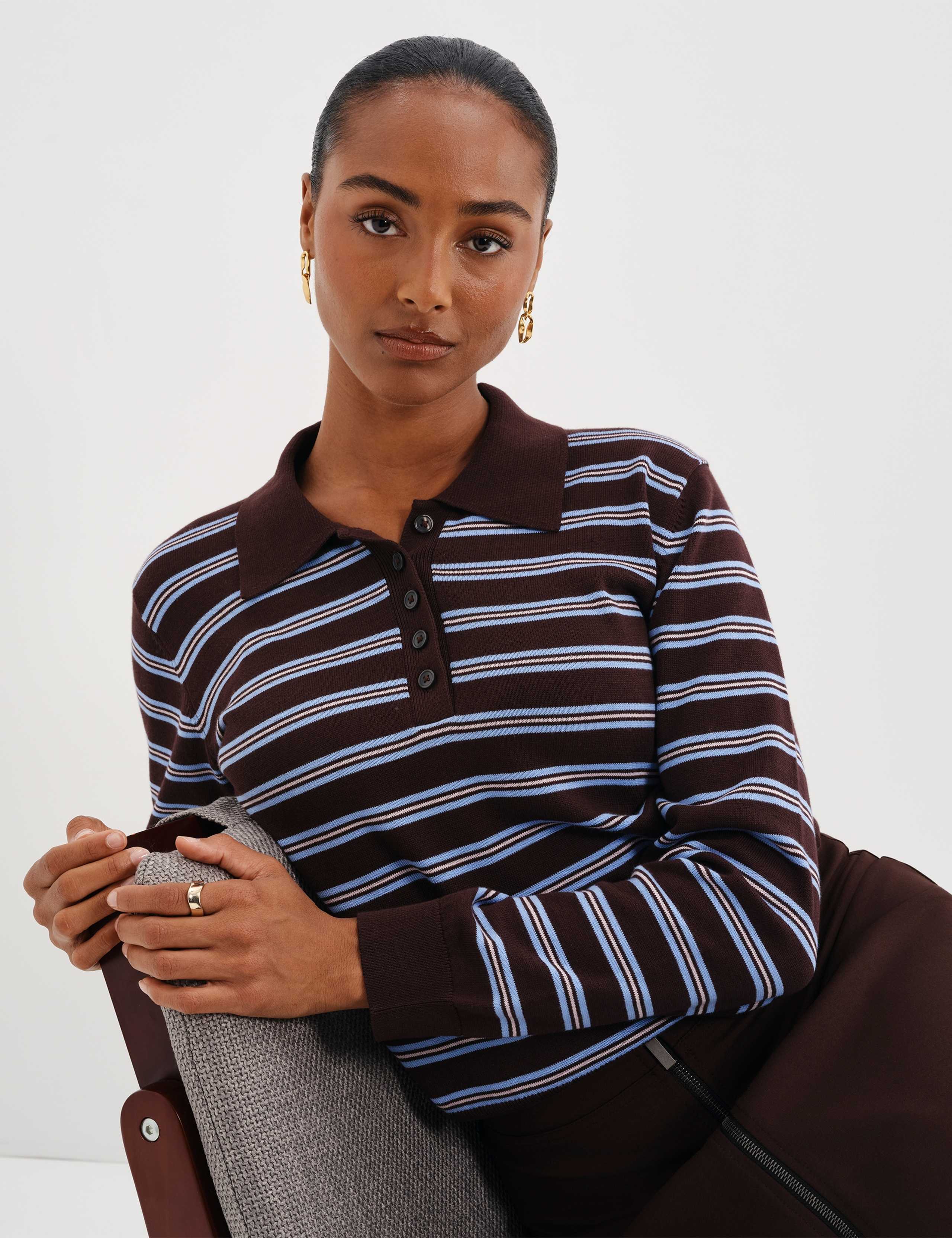Organic Cotton Striped Collared Jumper 5 of 10