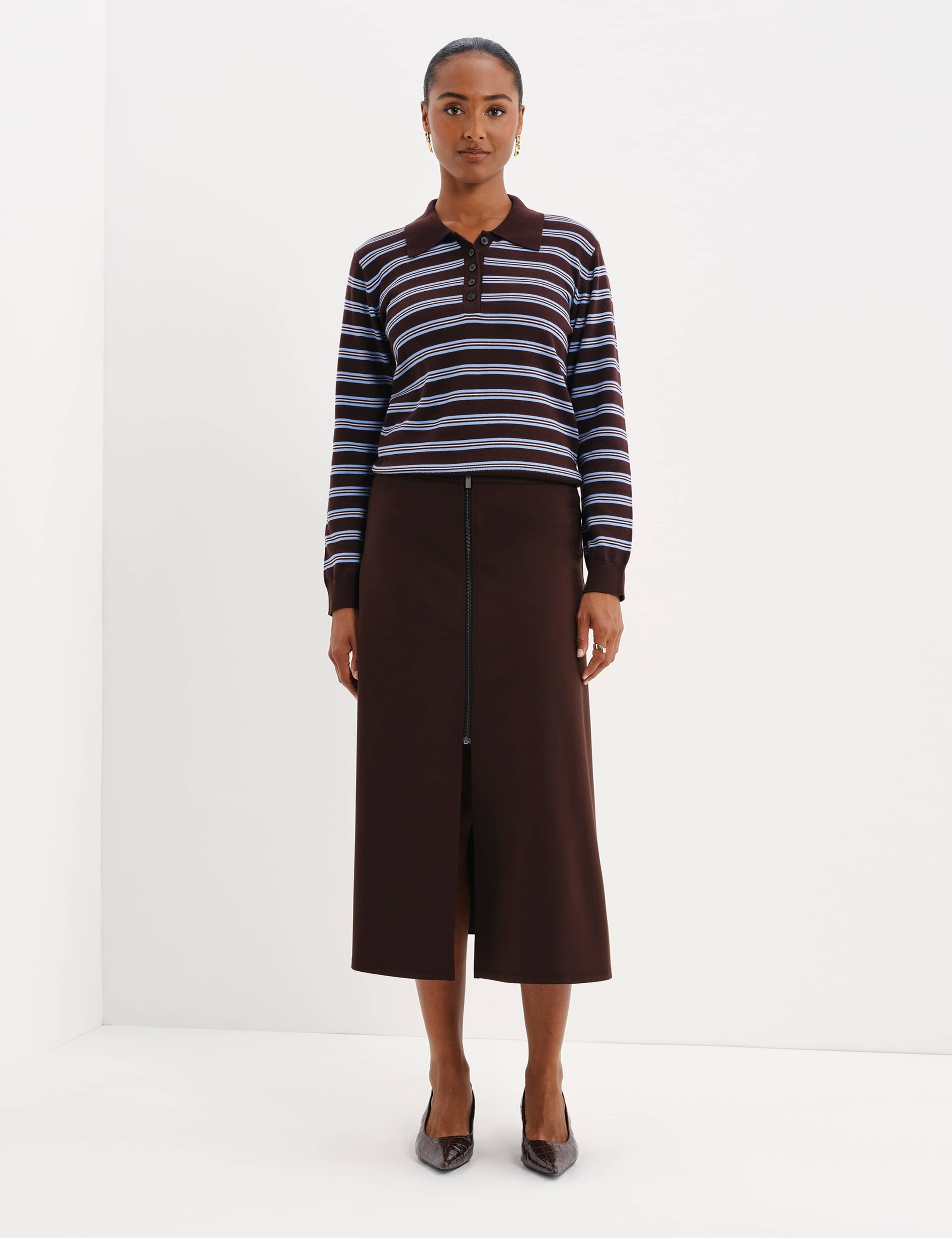 Organic Cotton Striped Collared Jumper 6 of 10