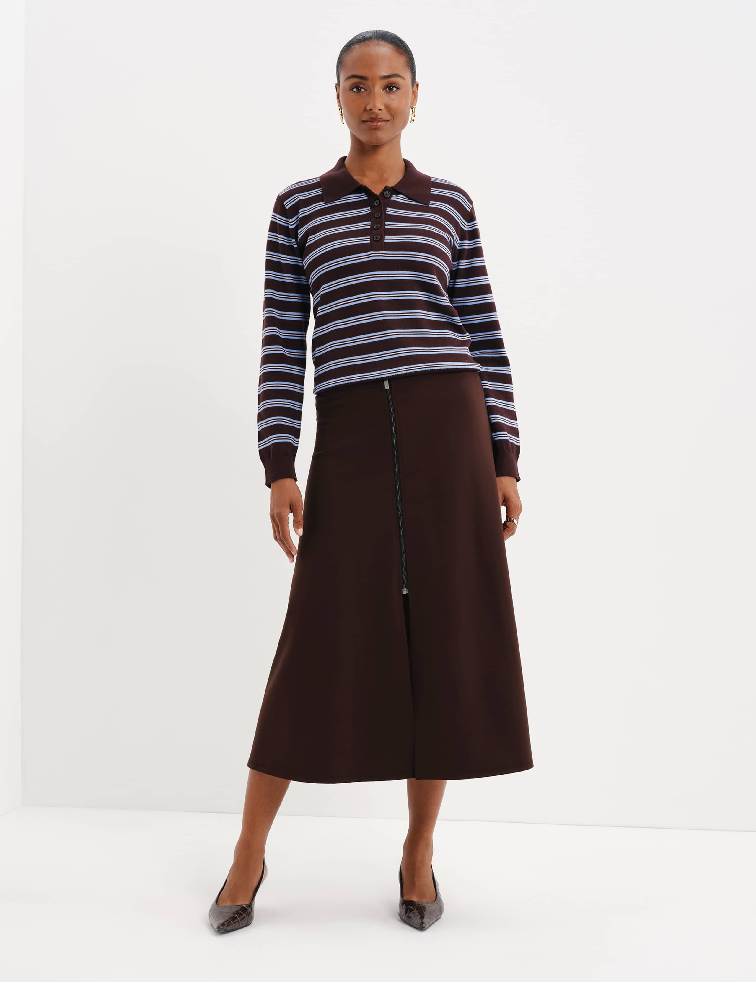 Organic Cotton Striped Collared Jumper 7 of 10