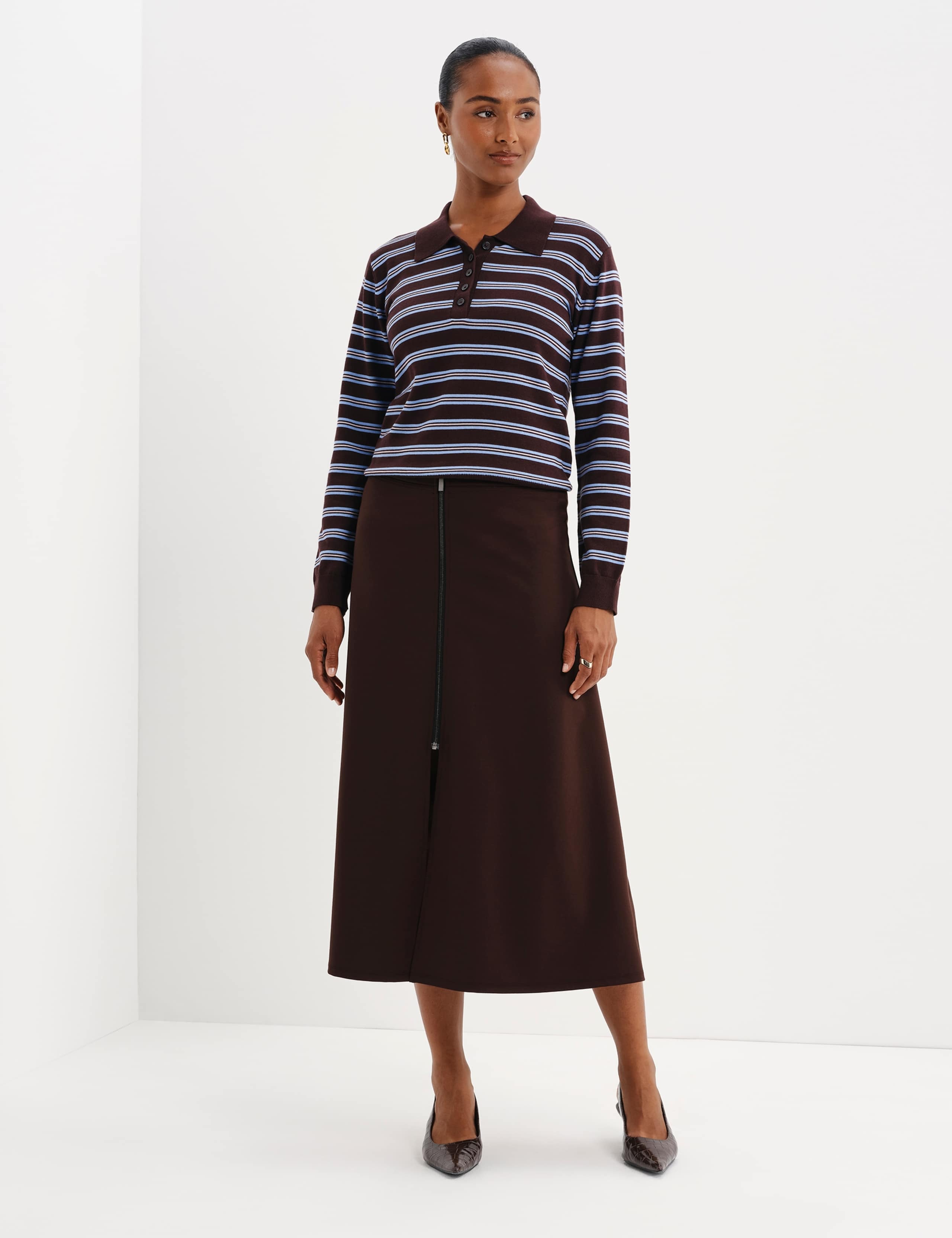 Organic Cotton Striped Collared Jumper 10 of 10