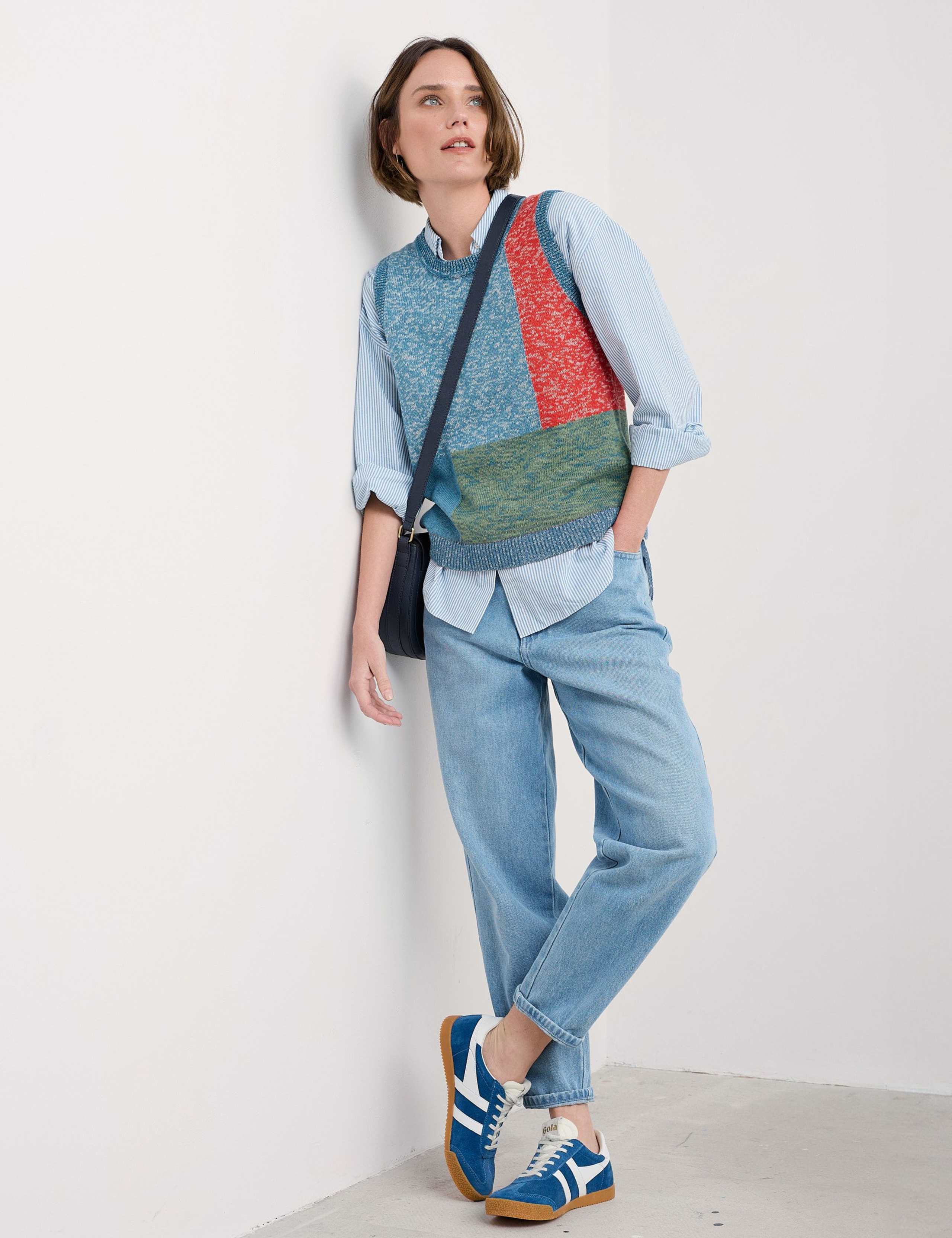 Cotton Slim Fit Colour Block Vest 1 of 5