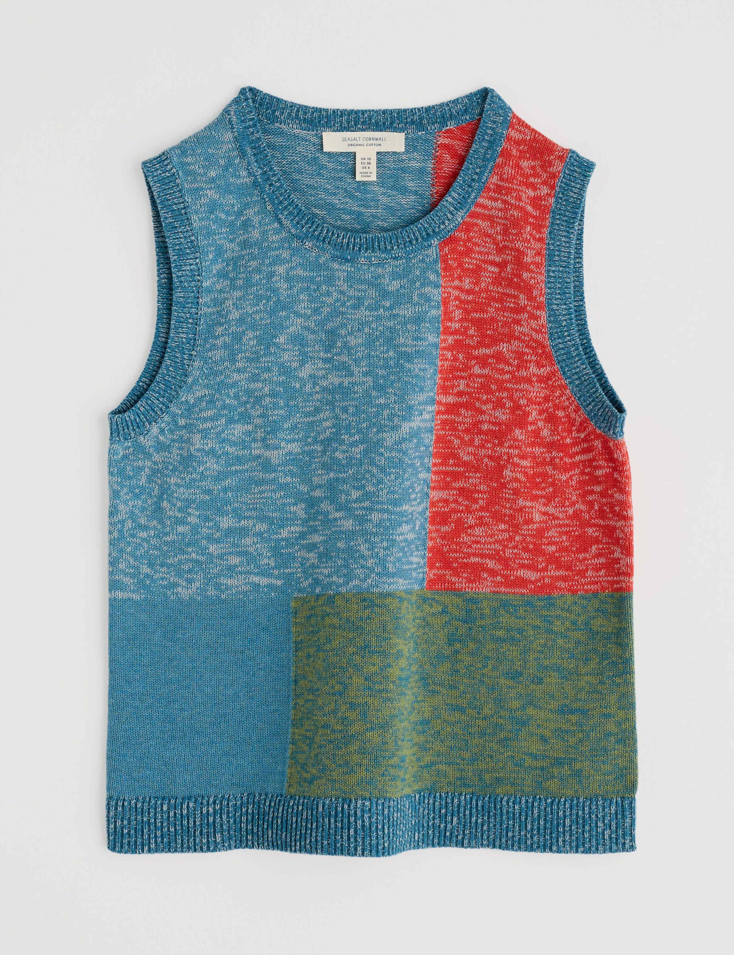 Pure Cotton Colour Block Knitted Vest 2 of 5