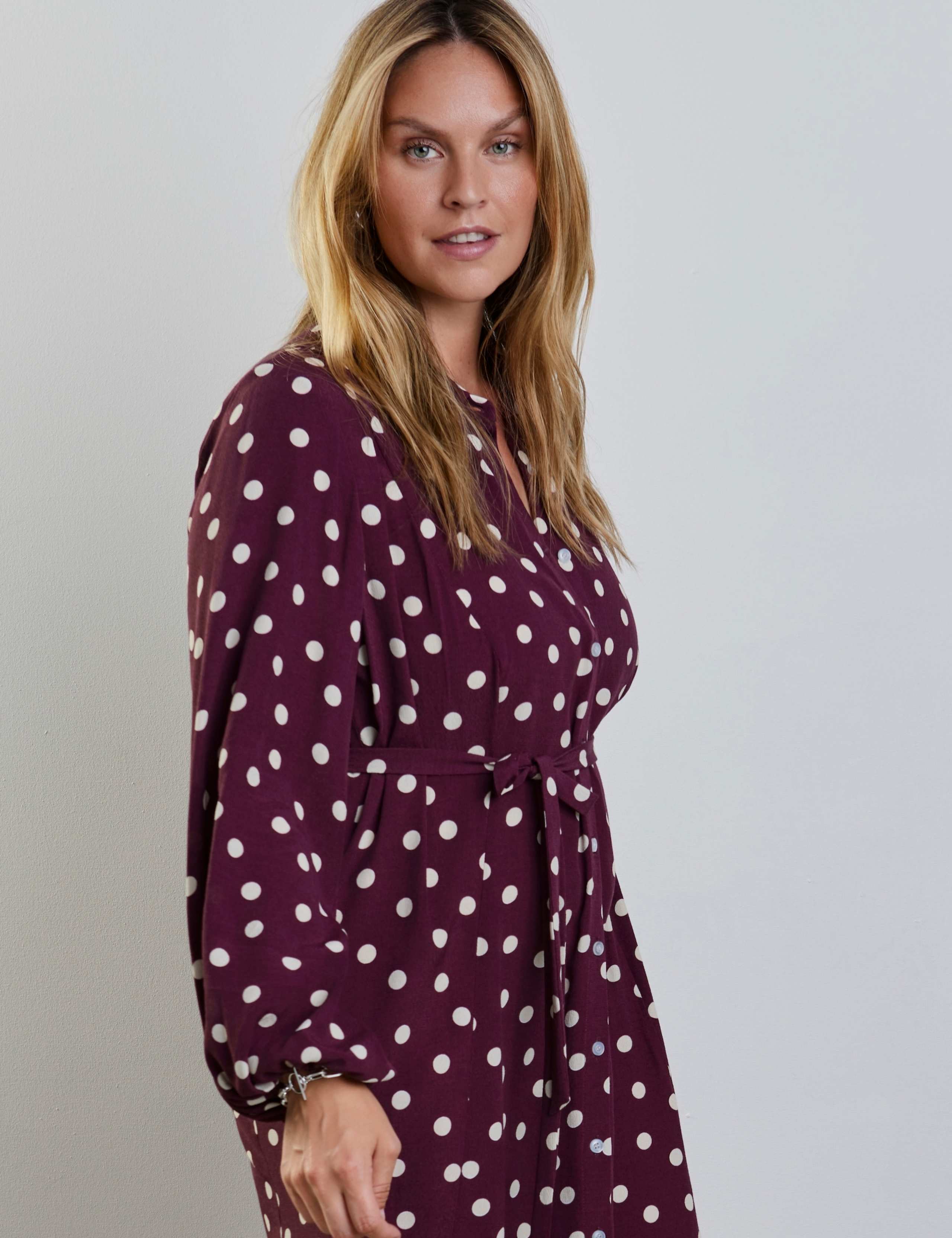 Polka Dot Tie Waist Midaxi Shirt Dress 4 of 4