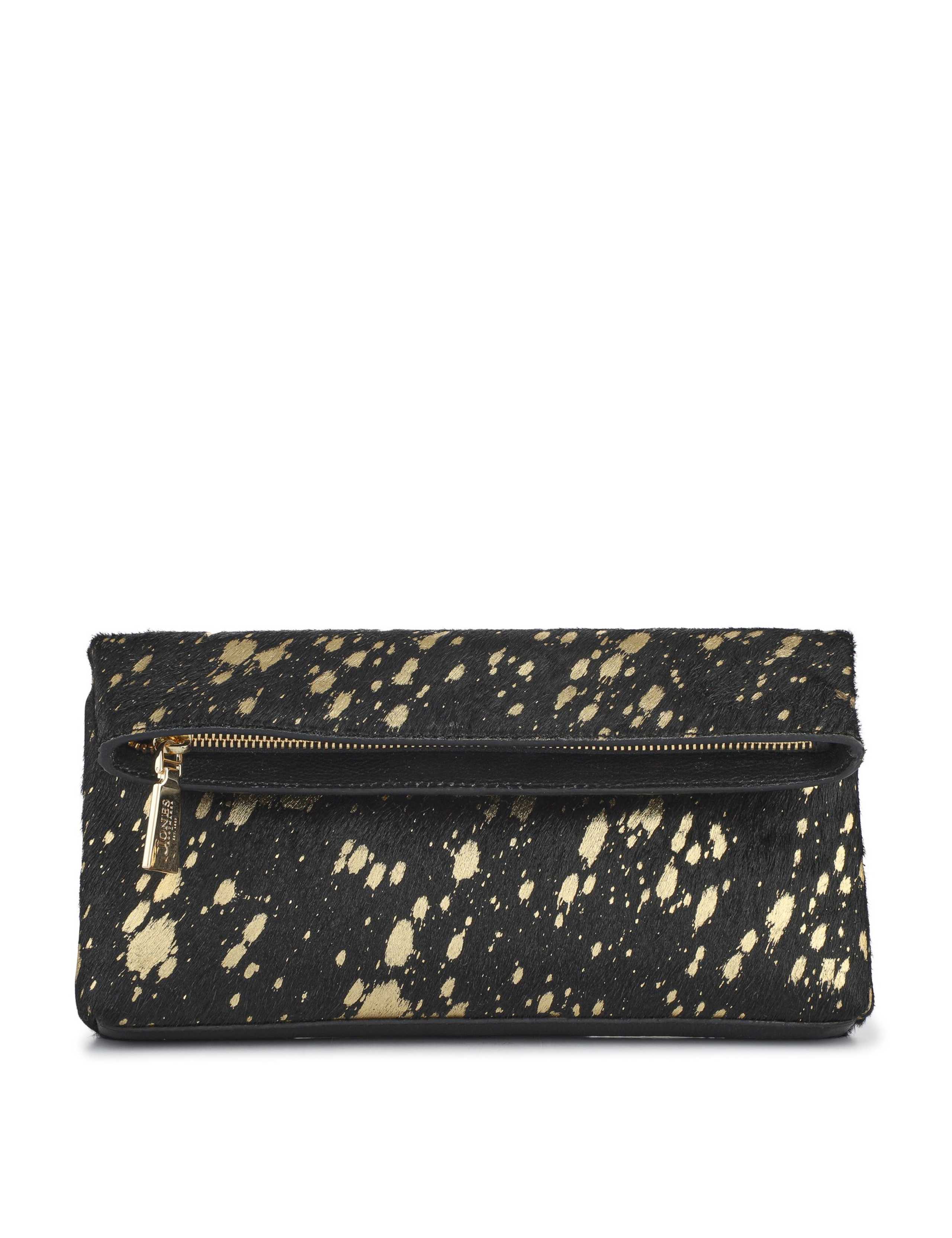 Leather Hair On Metallic Print Clutch Bag 4 of 5