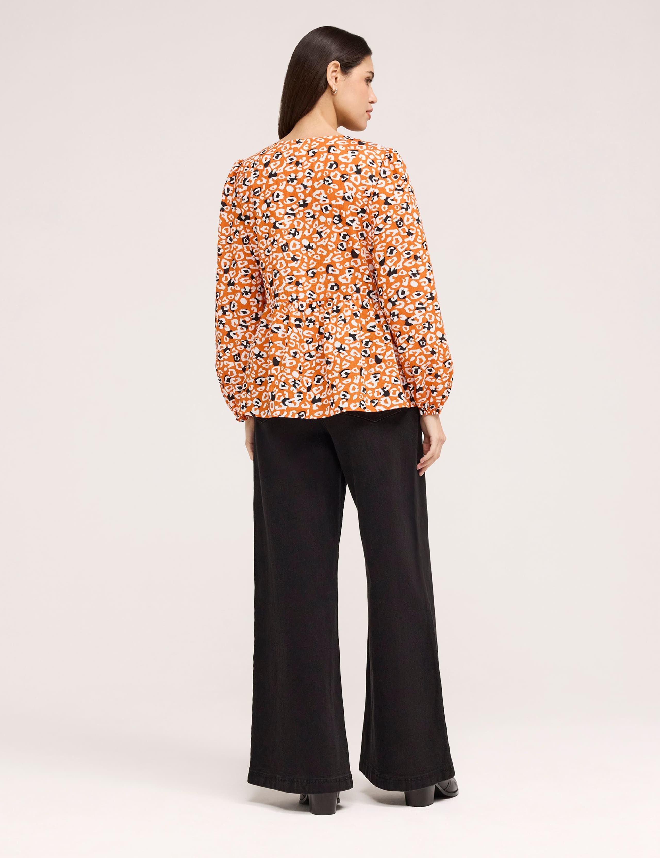 Cotton Rich Printed Button Detail Top 3 of 5