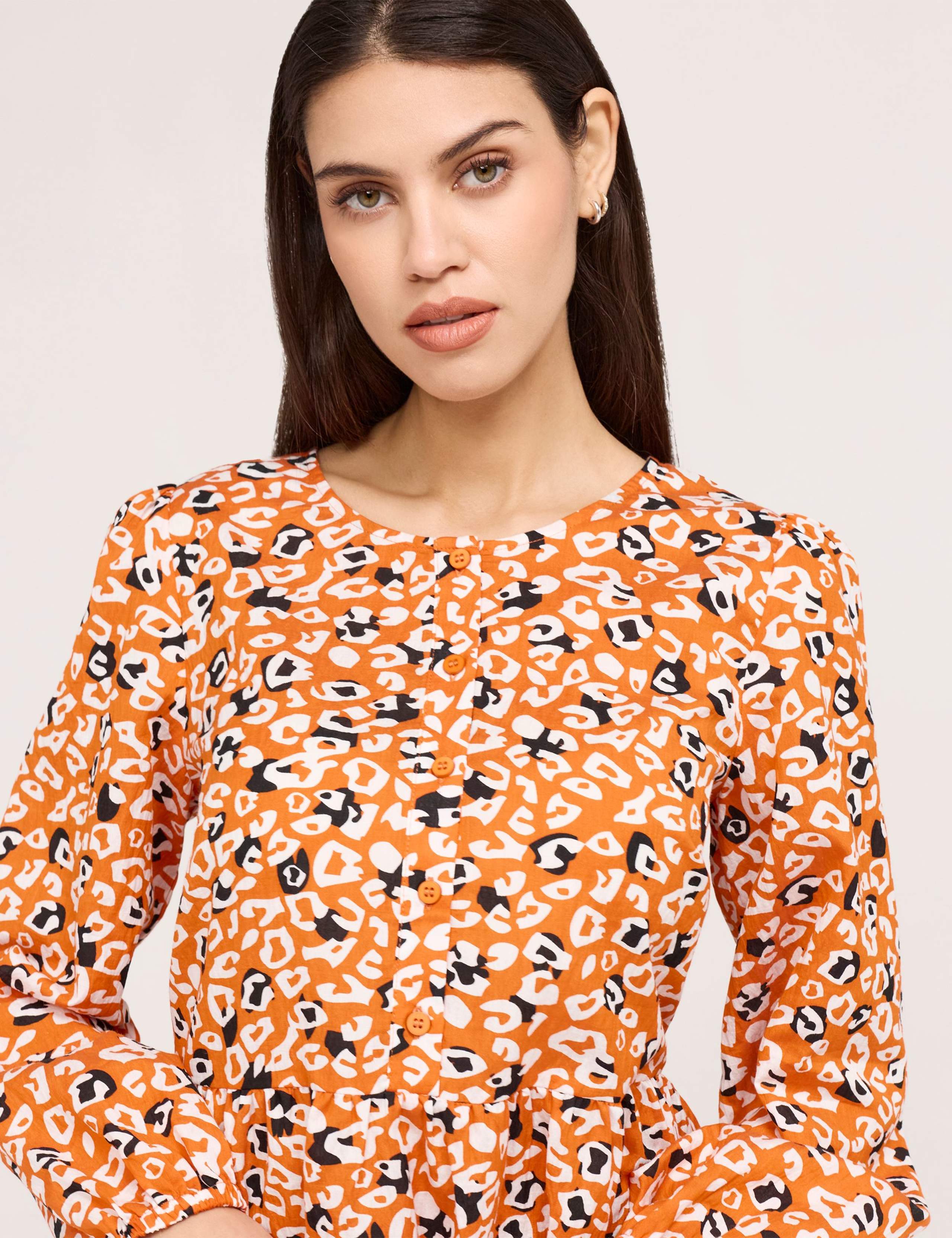 Cotton Rich Printed Button Detail Top 4 of 5
