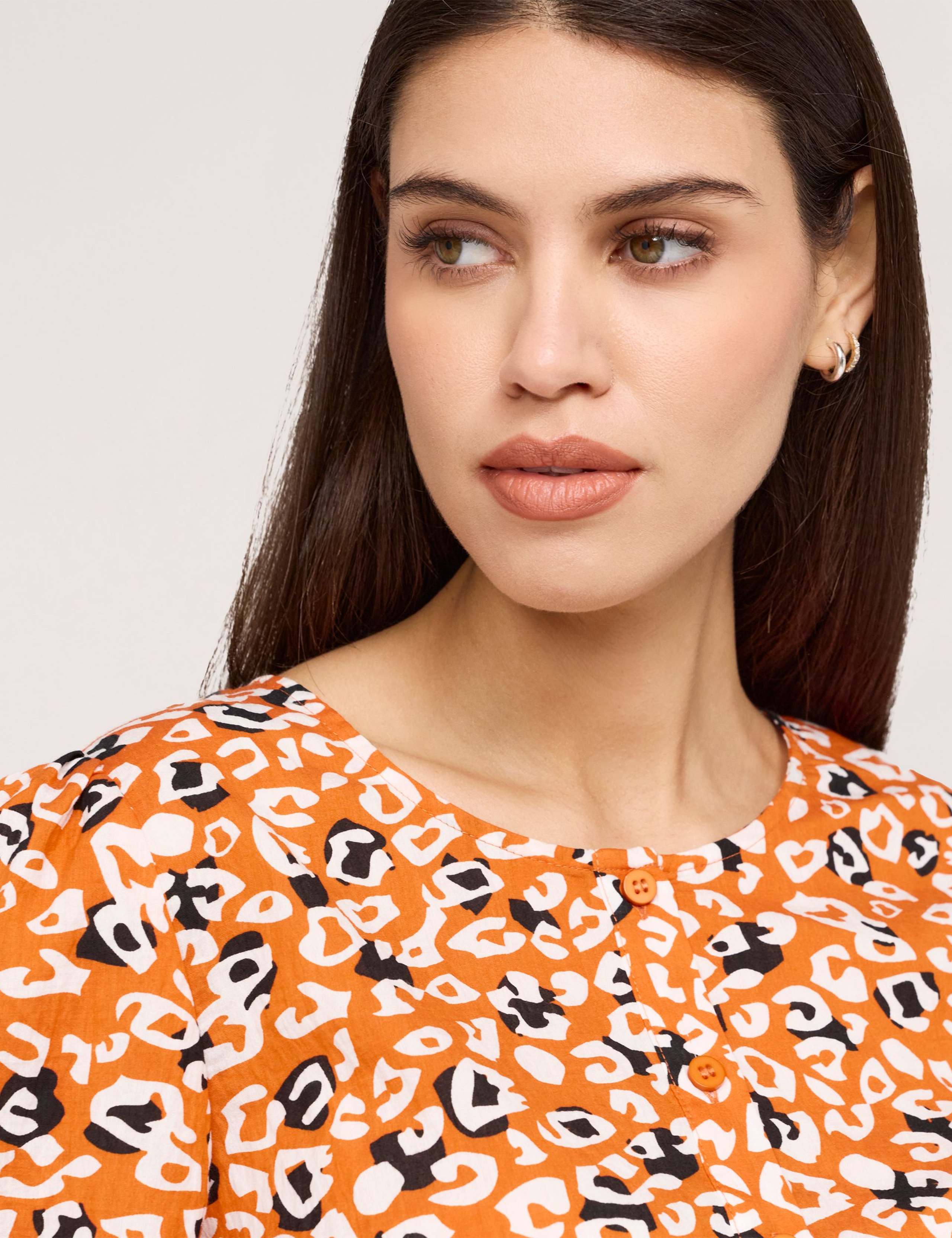 Cotton Rich Printed Button Detail Top 5 of 5