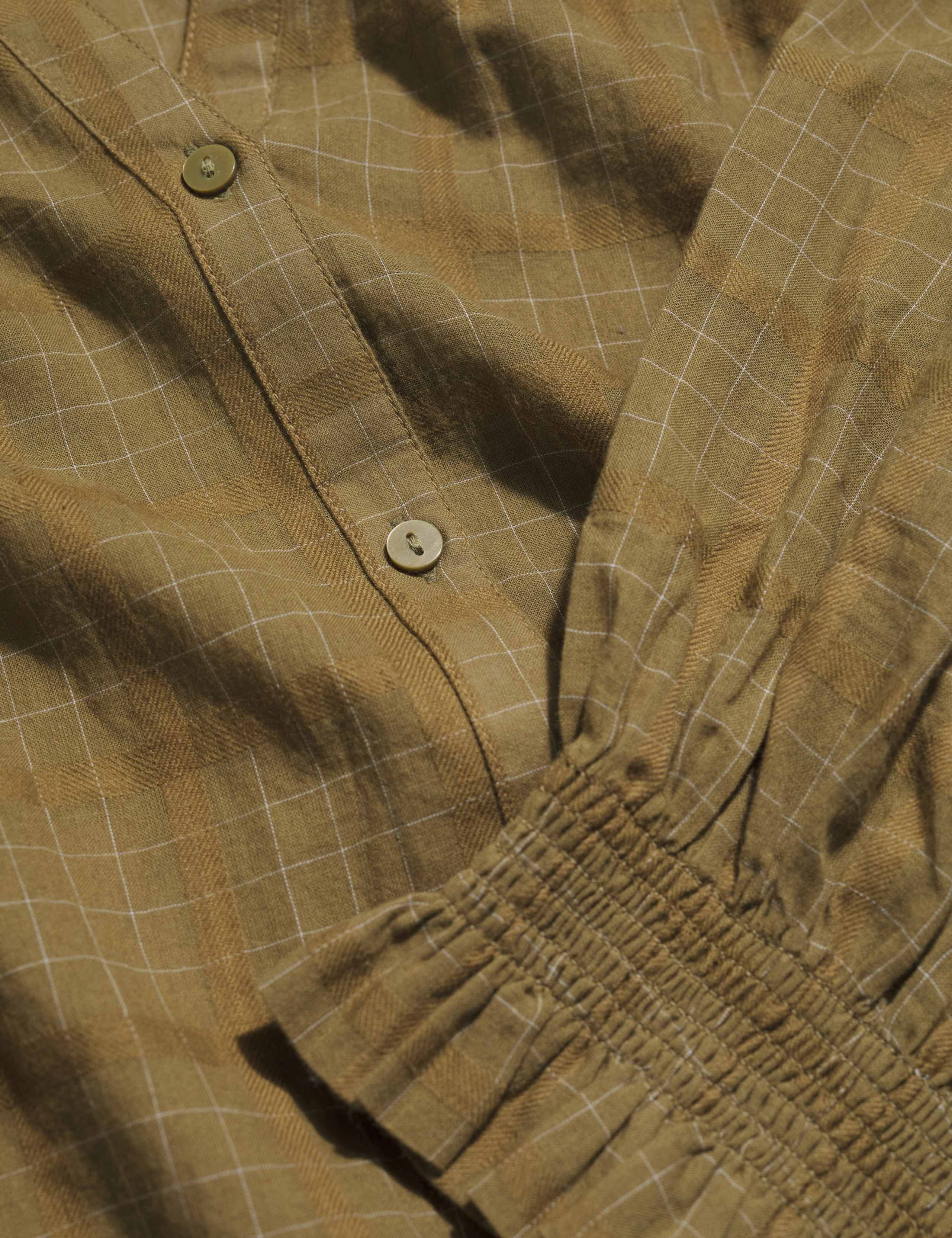 Pure Cotton Checked Ruffle Blouse 5 of 5