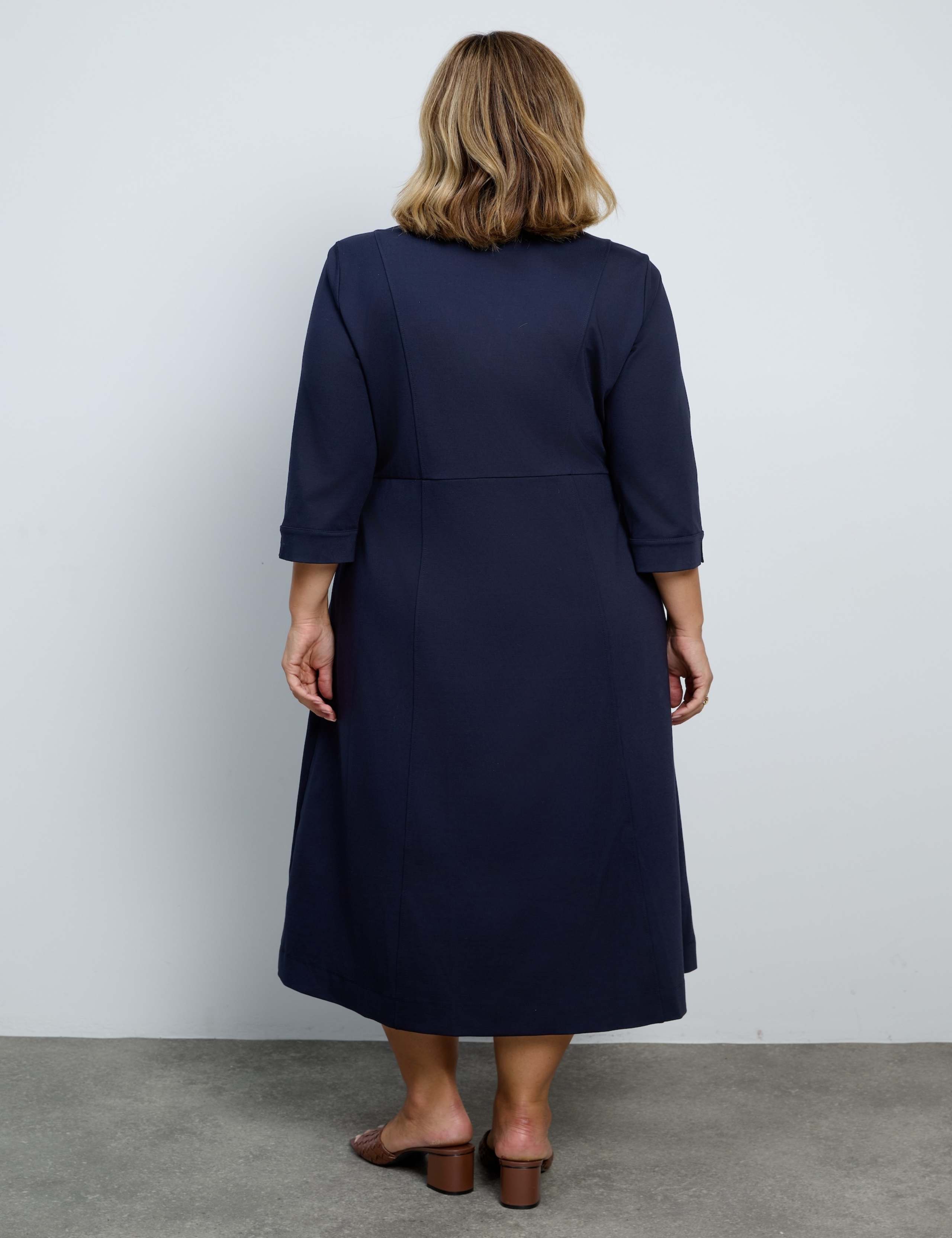 Jersey Zip Neck Midi Skater Dress 3 of 5