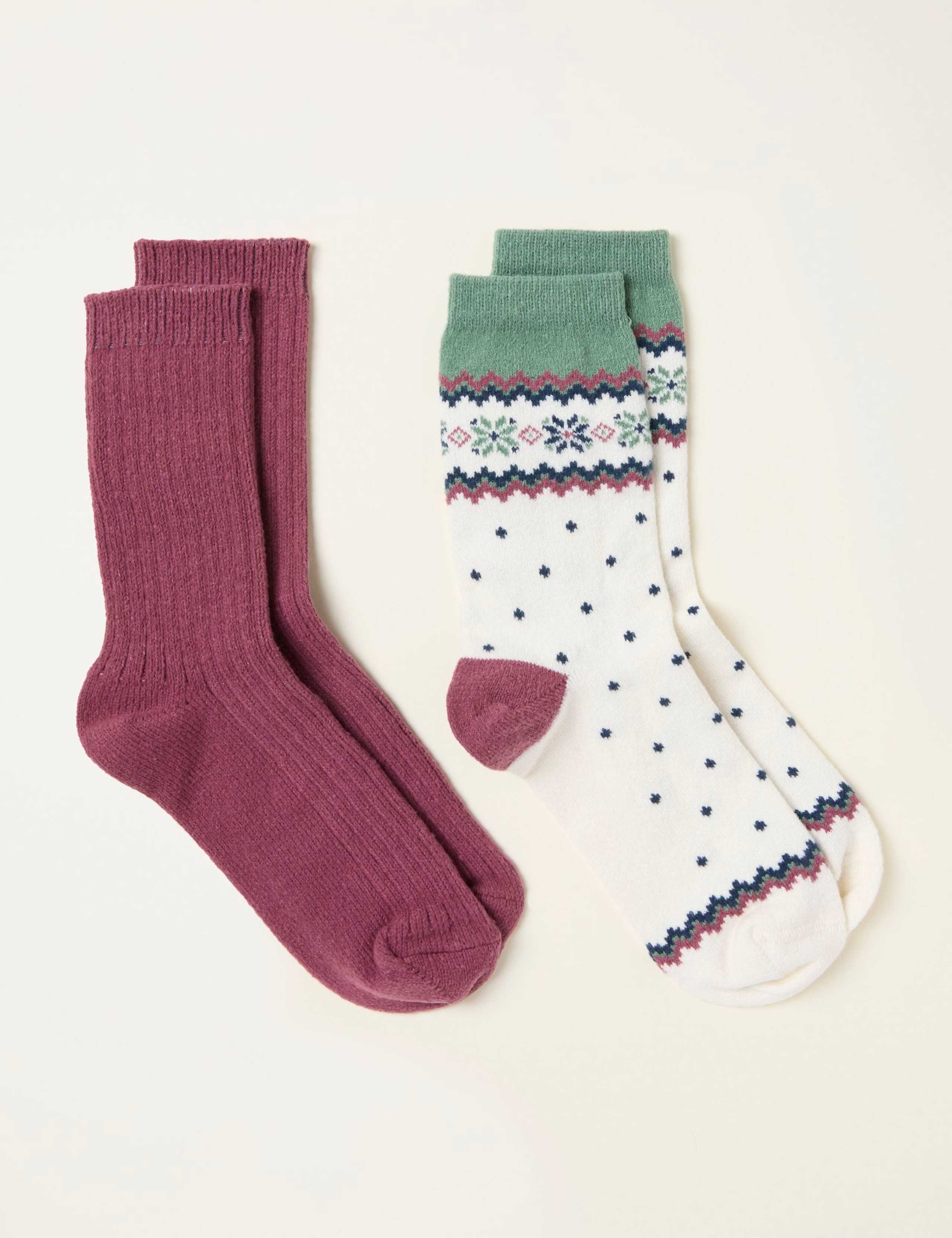 2pk Cotton Rich Fair Isle Ankle Socks 2 of 2