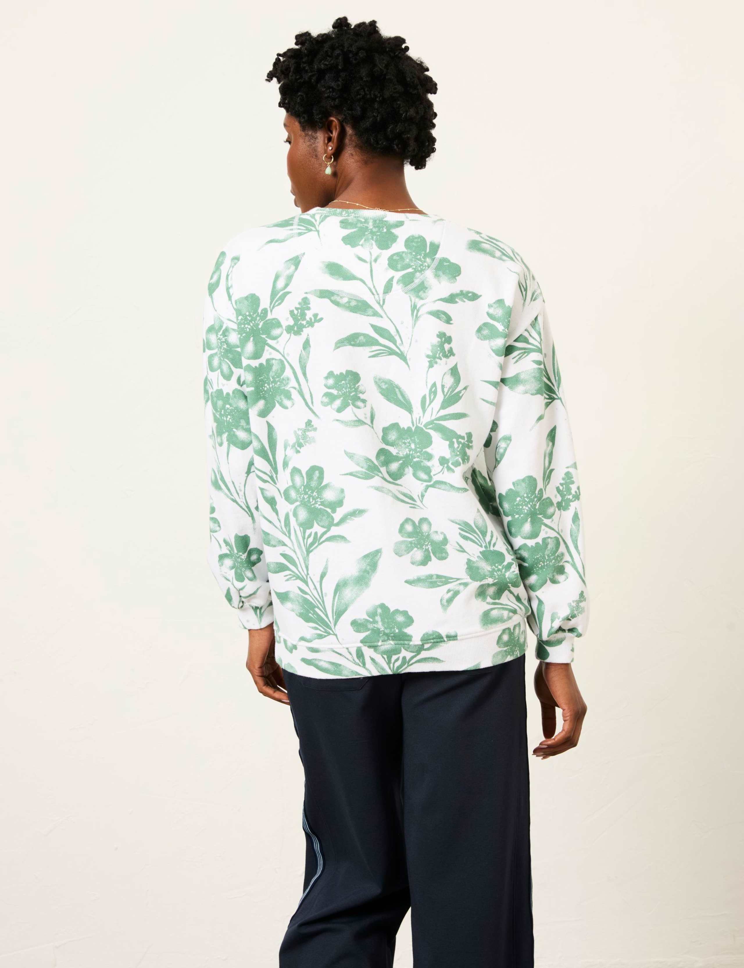 Cotton Rich Floral Crew Neck Sweatshirt 3 of 5