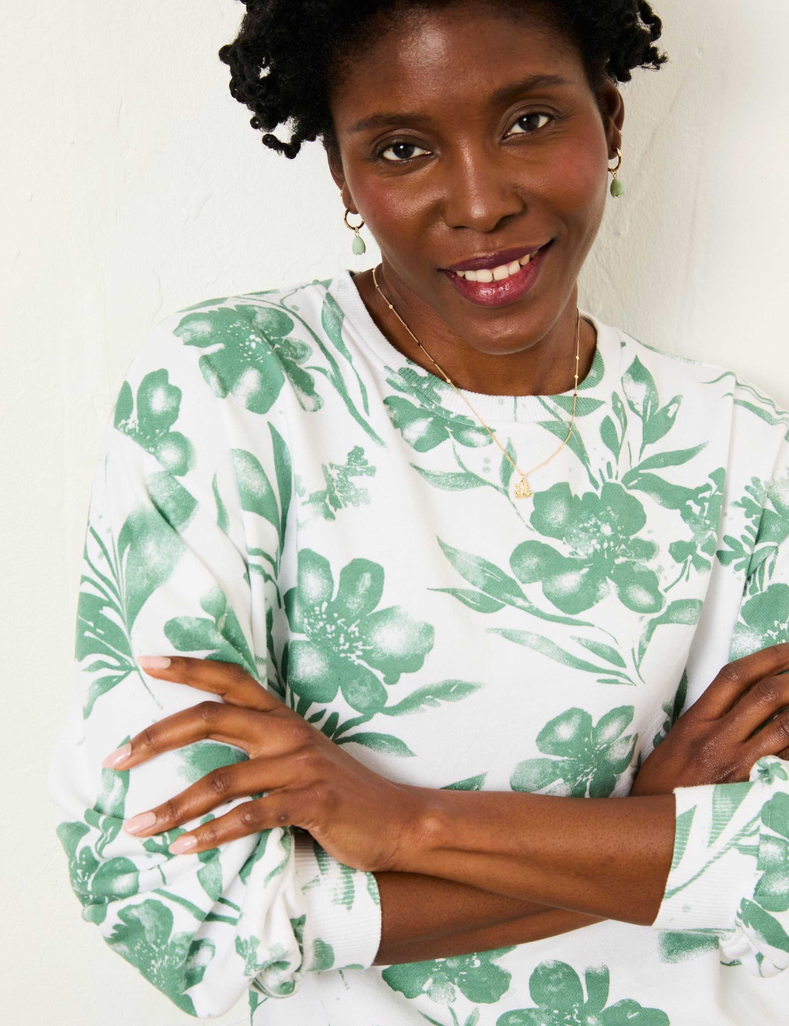 Cotton Rich Floral Crew Neck Sweatshirt 4 of 5