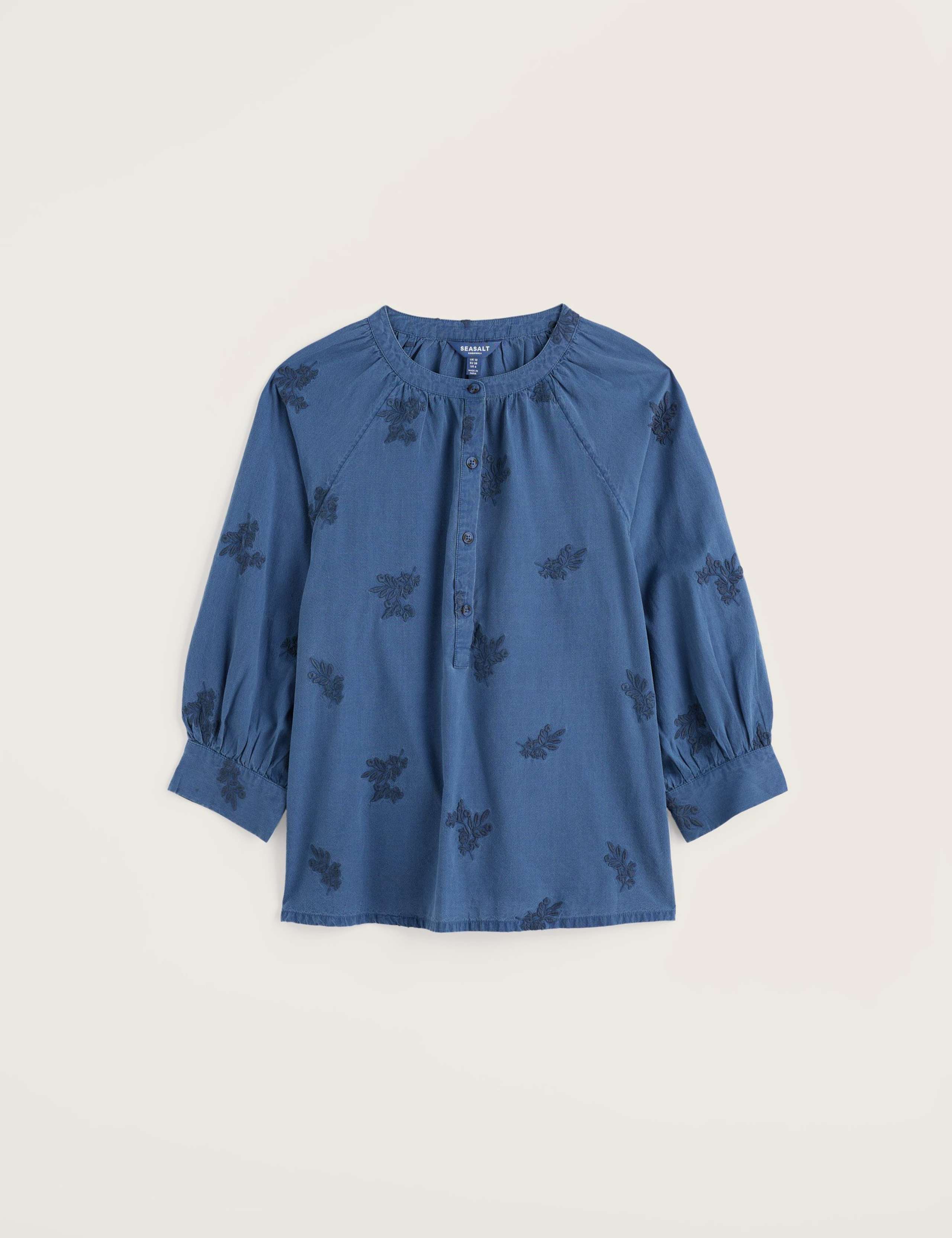 Pure Cotton Embroidered Blouson Sleeve Blouse 2 of 5