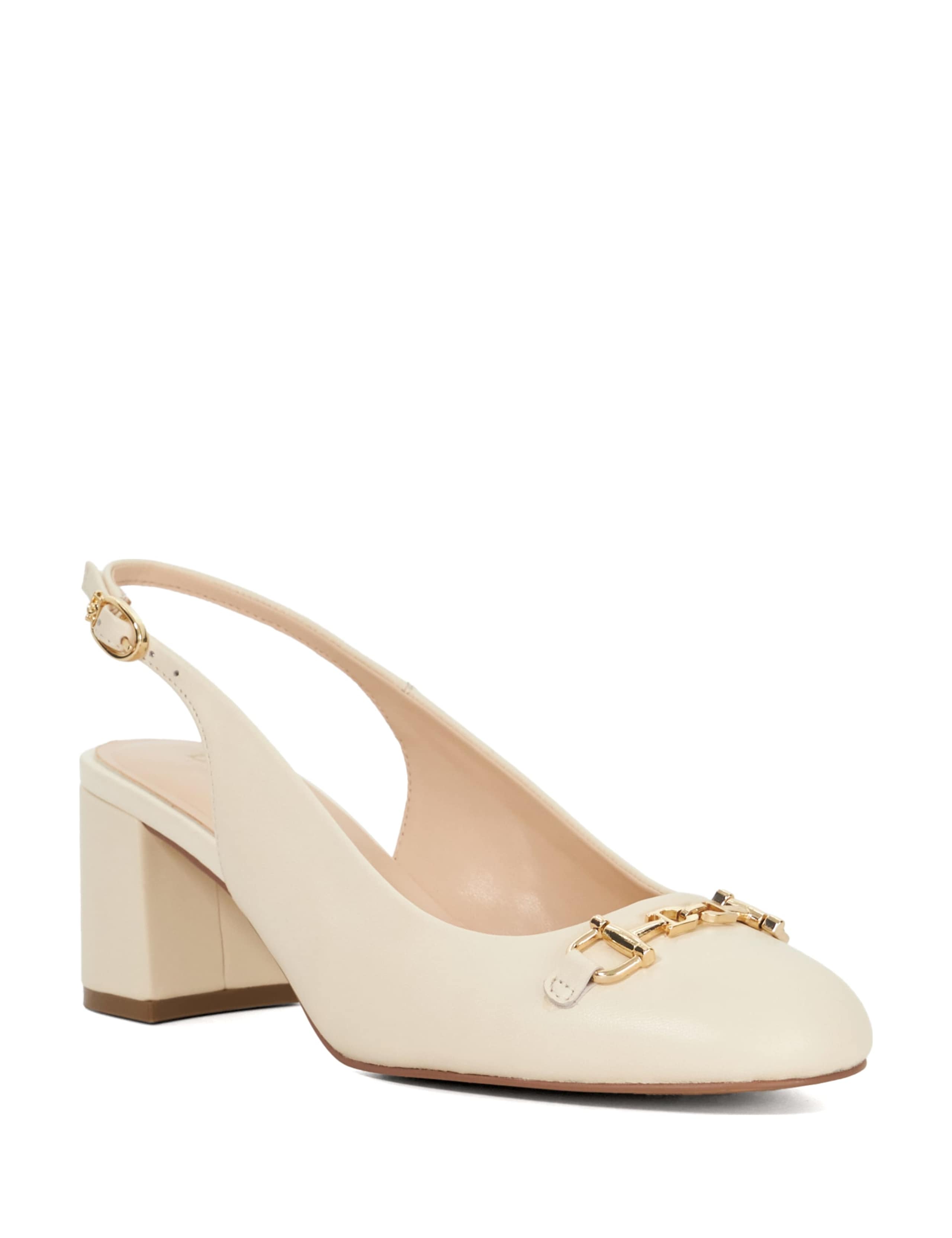 Leather Block Heel Slingback Shoes 4 of 5