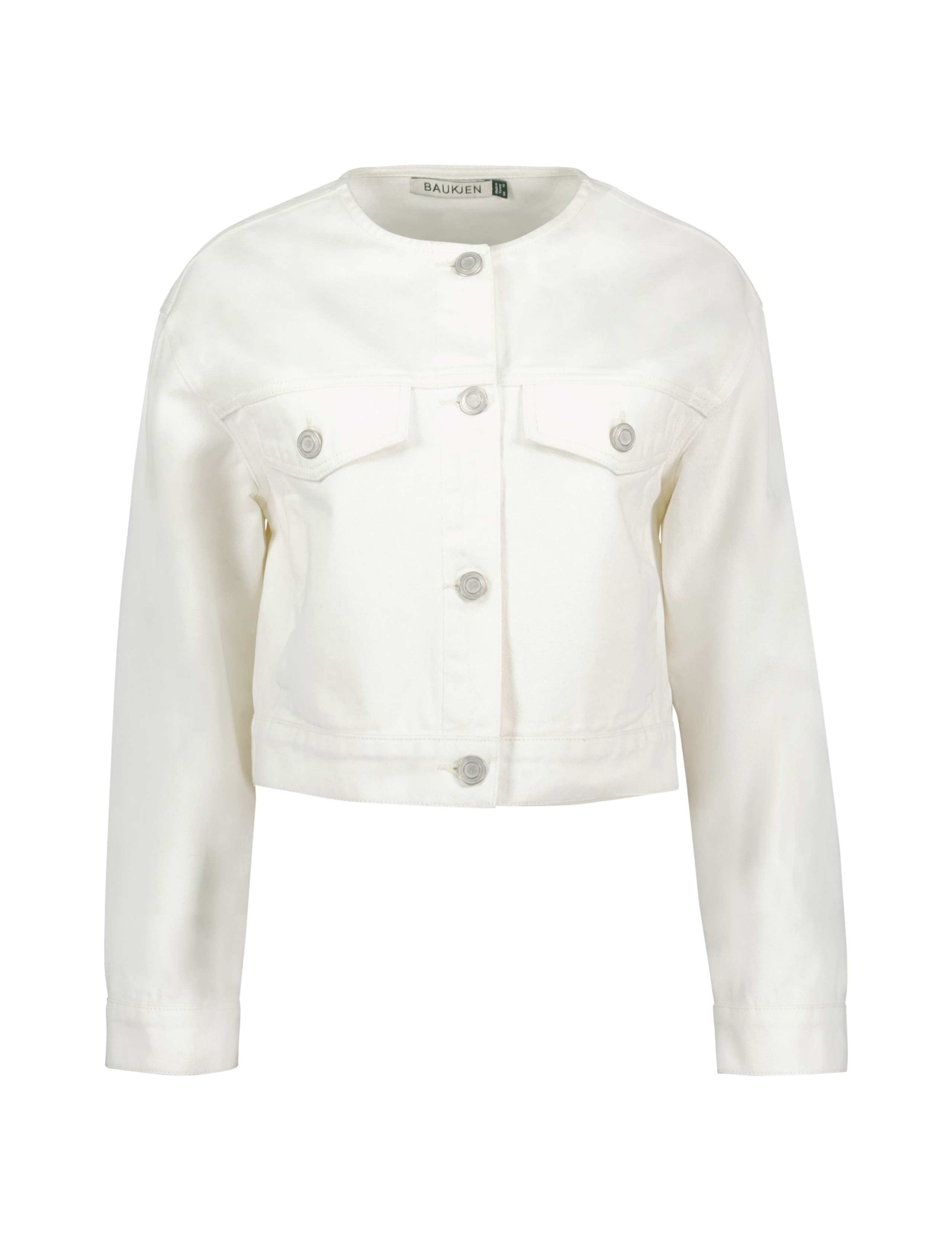 Denim Collarless Cropped Jacket 2 of 6