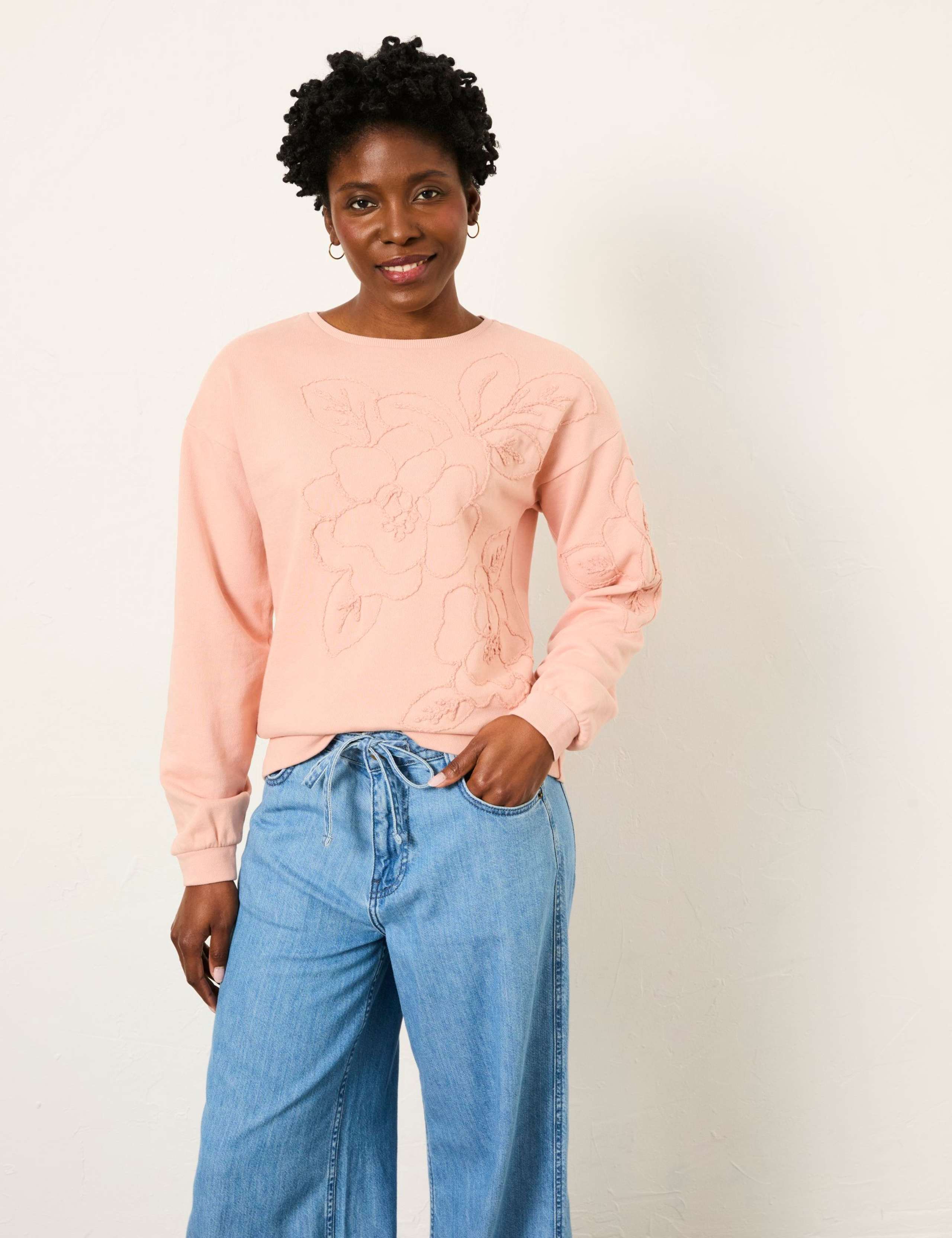 Pure Cotton Floral Embroidered Sweatshirt 4 of 6