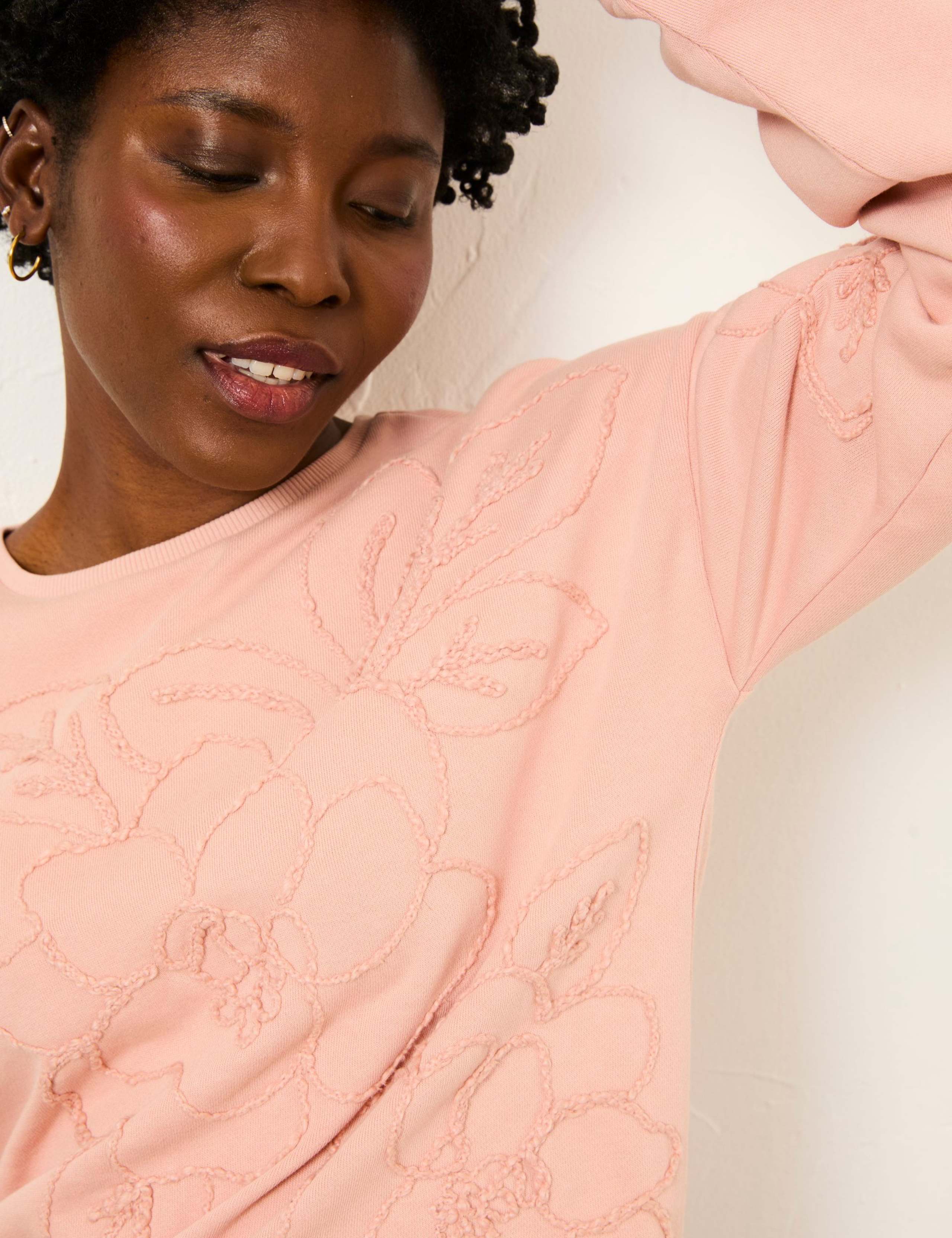 Pure Cotton Floral Embroidered Sweatshirt 5 of 6