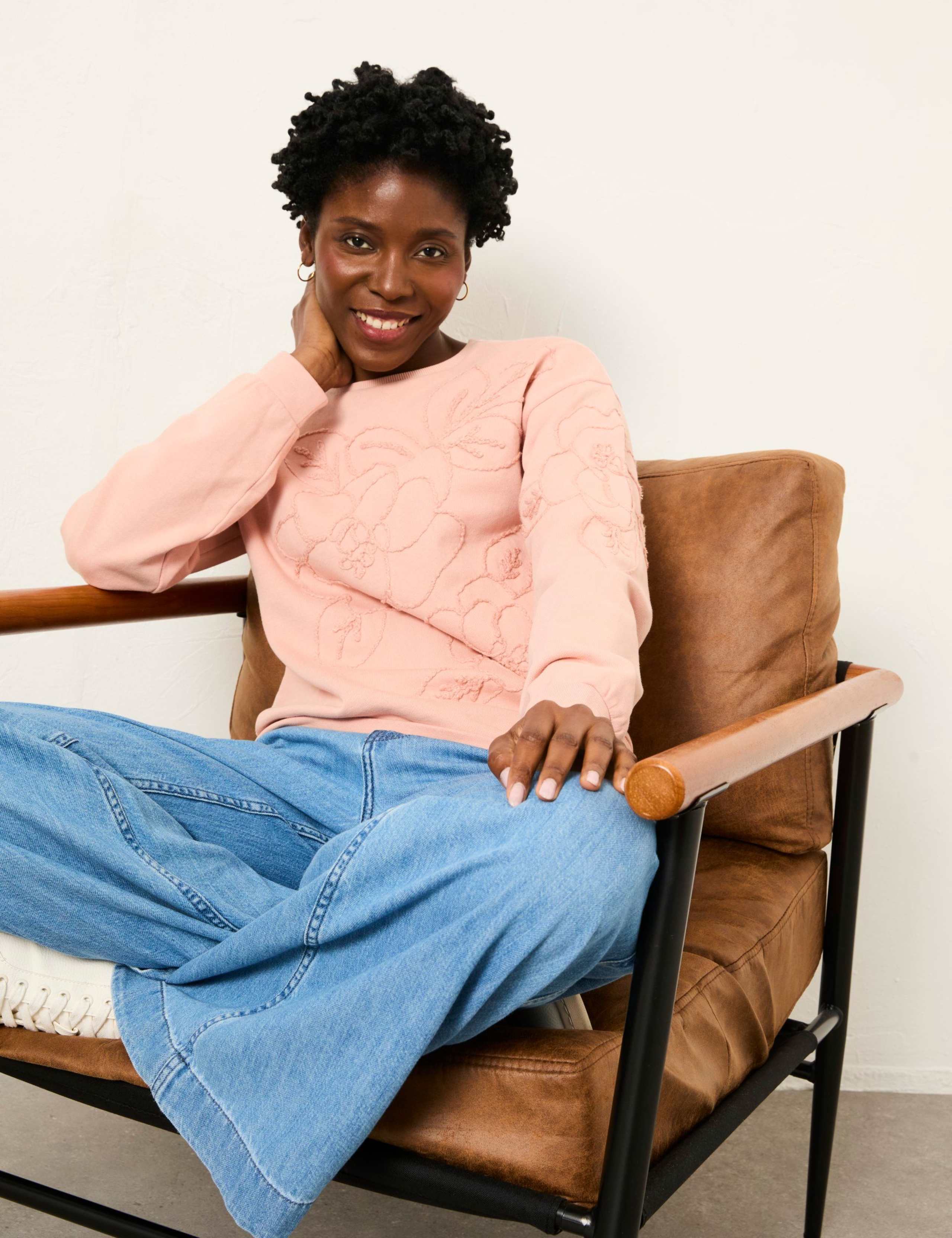 Pure Cotton Floral Embroidered Sweatshirt 6 of 6