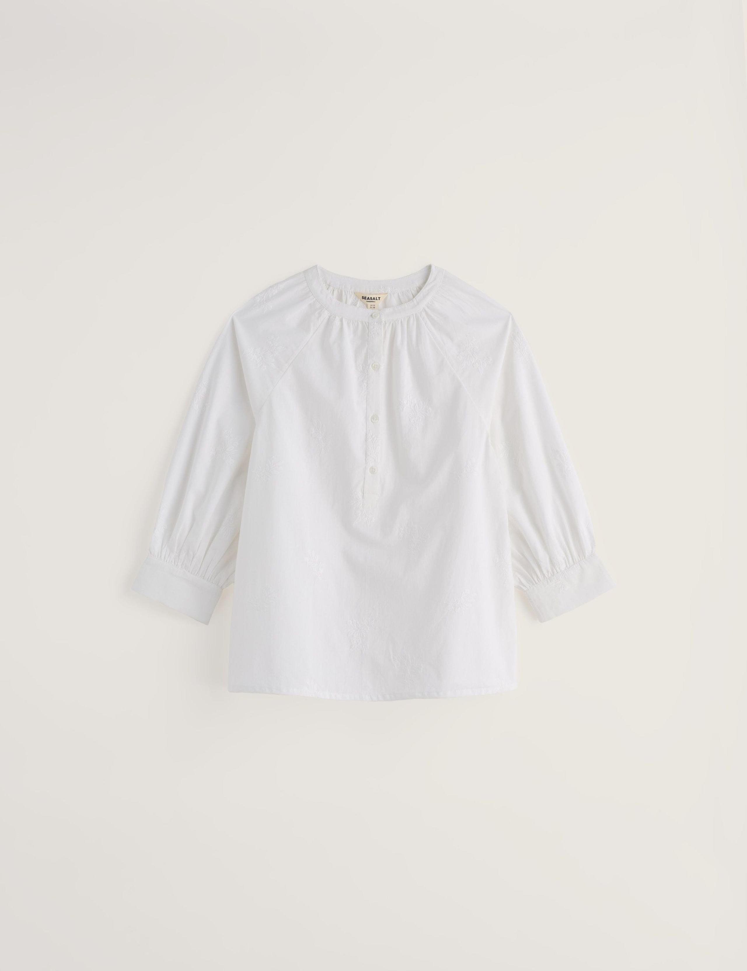 Pure Cotton Embroidered Blouson Sleeve Blouse 2 of 5
