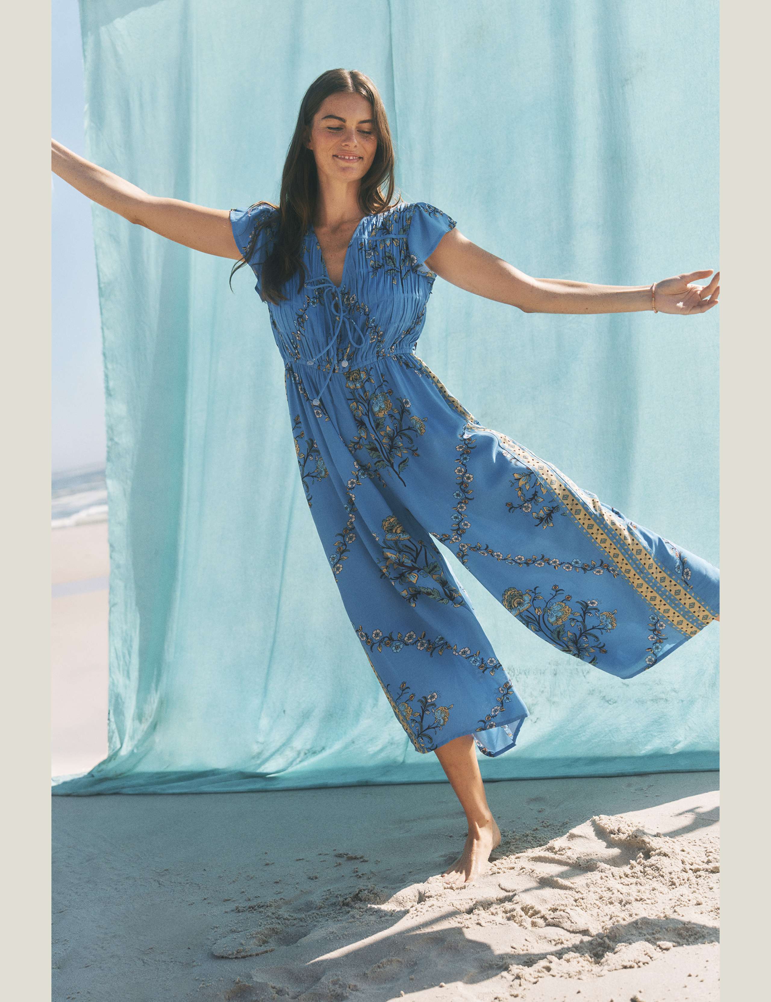 Floral Tie Detail Culotte Jumpsuit 6 of 6