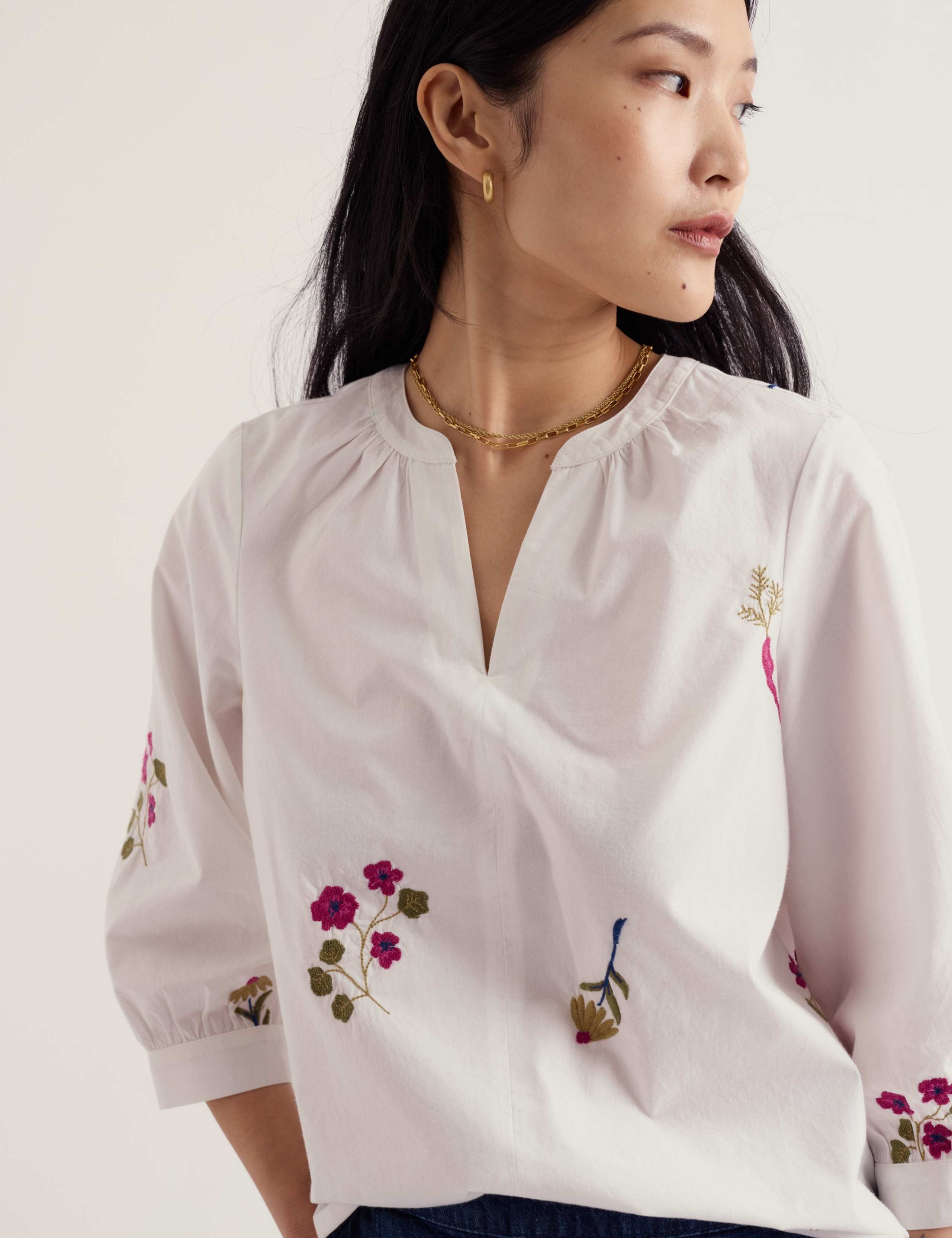 Pure Cotton Embroidered Floral Top 3 of 6